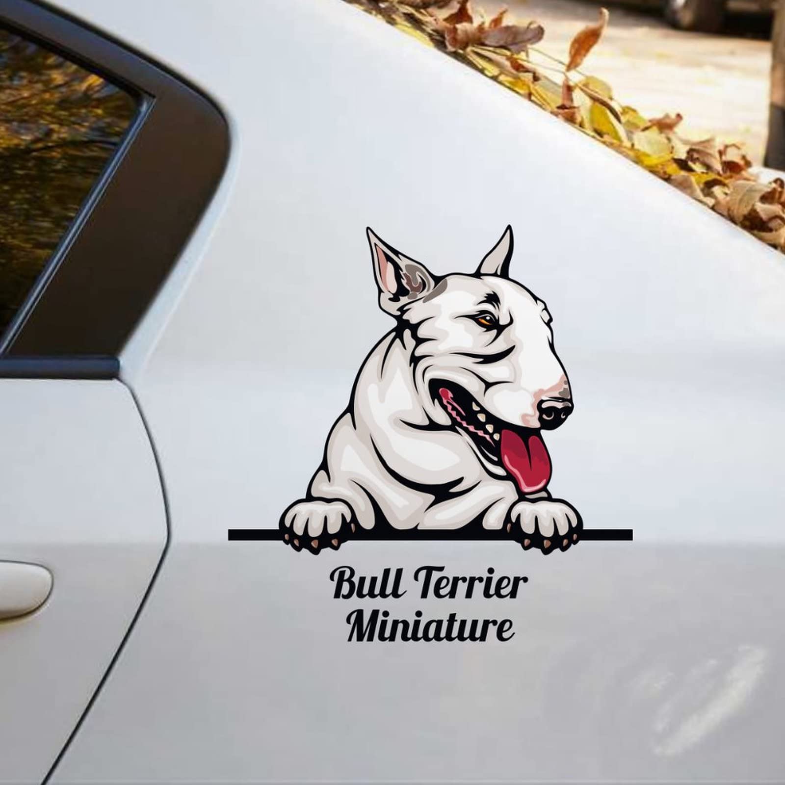 Funny Bull Terrier Mini Car Decals - Colorful Peeking Dog Vinyl Stickers for Cars, Laptops & Bumpers | Perfect Gift for Dog Lovers & Pet Moms | Waterproof & Durable for Outdoor Use