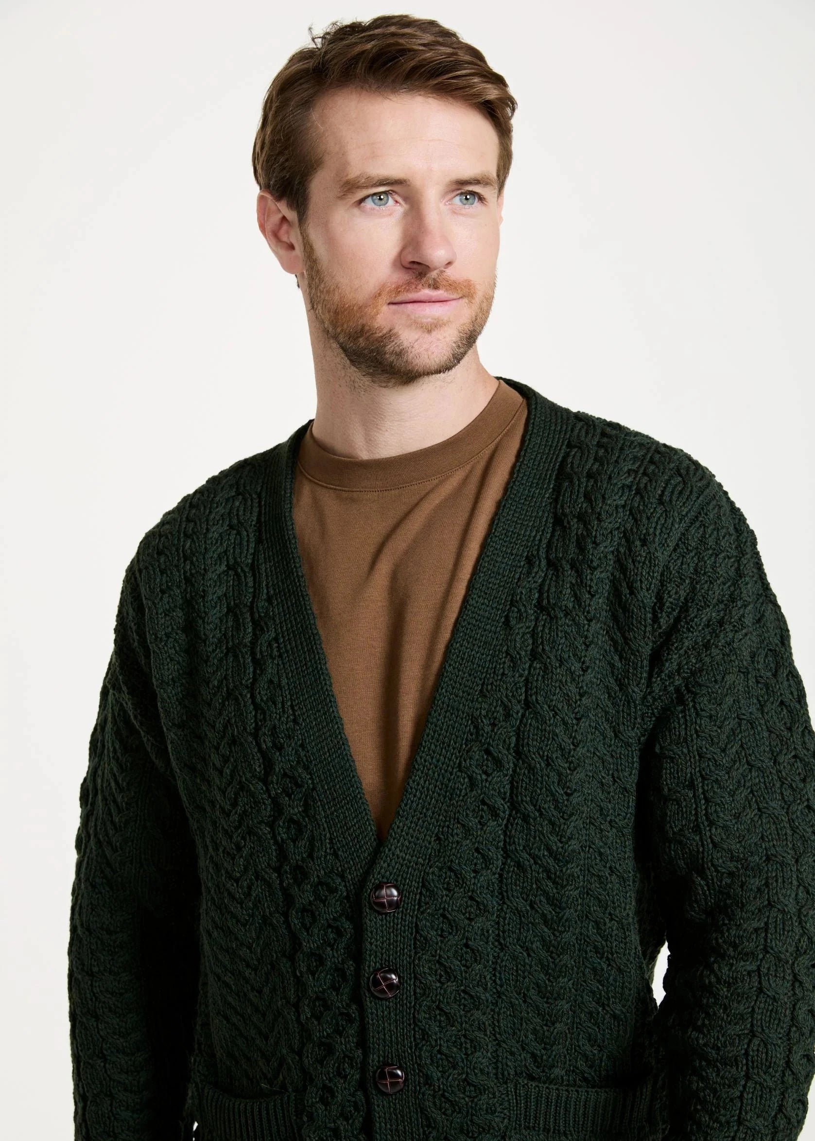 Stylish Aran V Neck Cardigan for Women - Soft Green Knit Sweater | Perfect for Fall Layering, Office Wear & Casual Outfits
