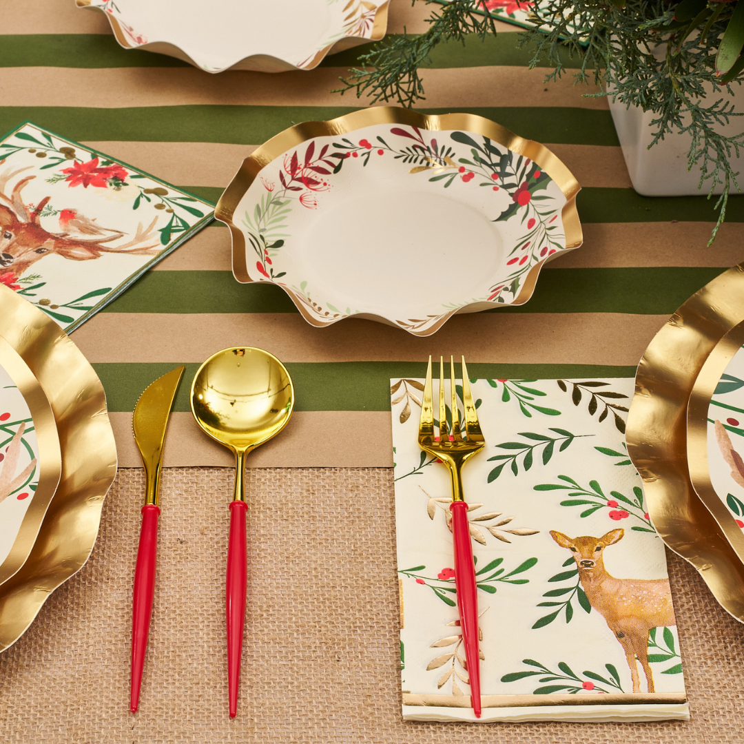 Christmas Forest Table Setting - Elegant Holiday Dinnerware Set for Festive Dining & Party Decorations | Perfect for Christmas, Thanksgiving & Winter Gatherings