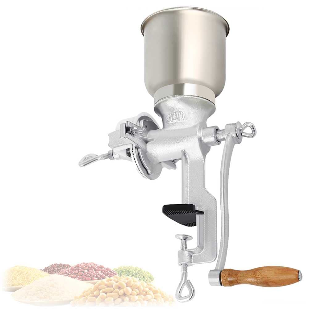 Premium Cast Iron Manual Corn Grinder - Hand Crank Grain Mill with Large Hopper for Wheat, Coffee, Nuts & Spices | Perfect for Home Kitchen, Camping & Emergency Food Prep