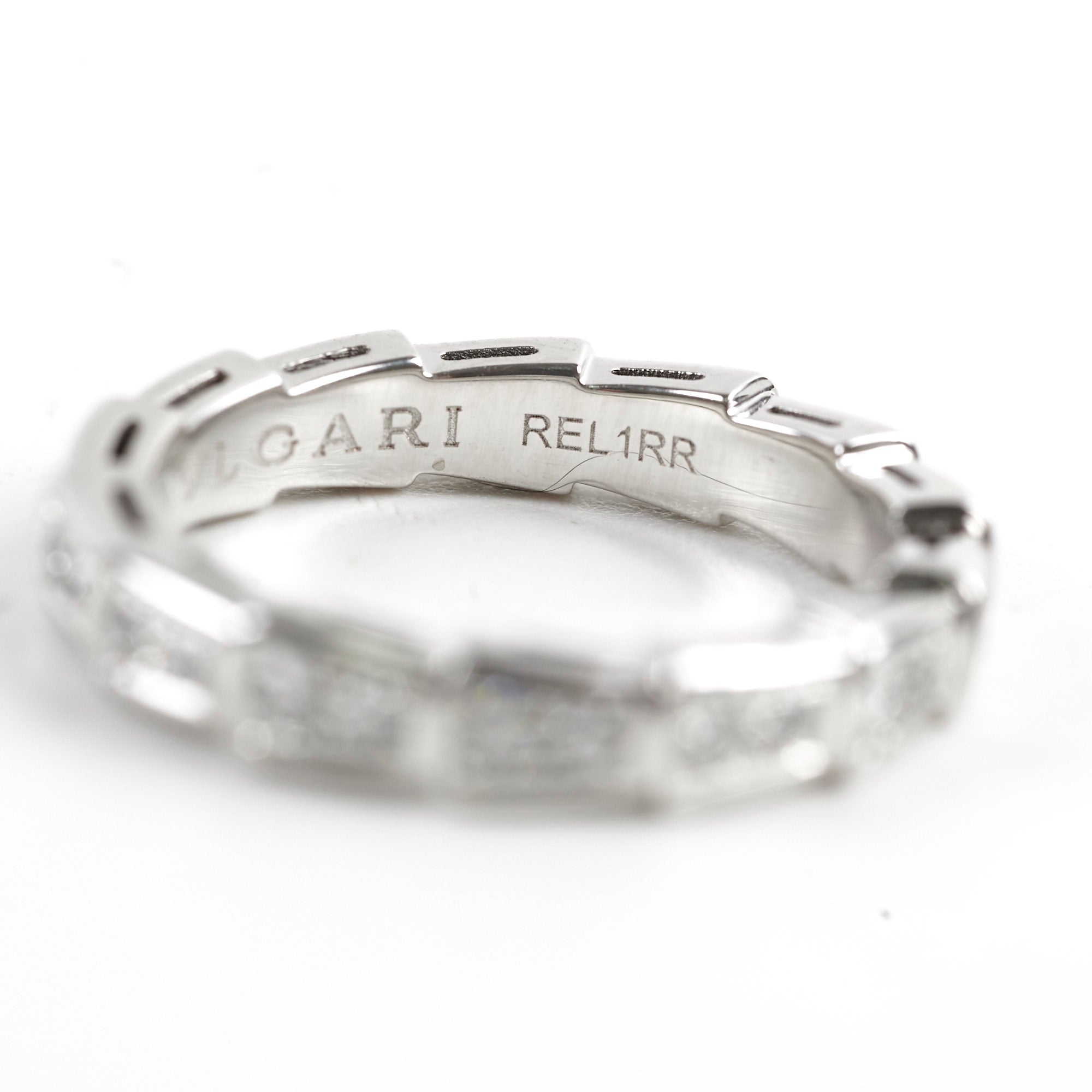 Bvlgari Serpenti Viper Ring in White Gold with Diamonds - Size 51 | Luxury Jewelry for Women, Perfect for Weddings, Parties & Special Occasions