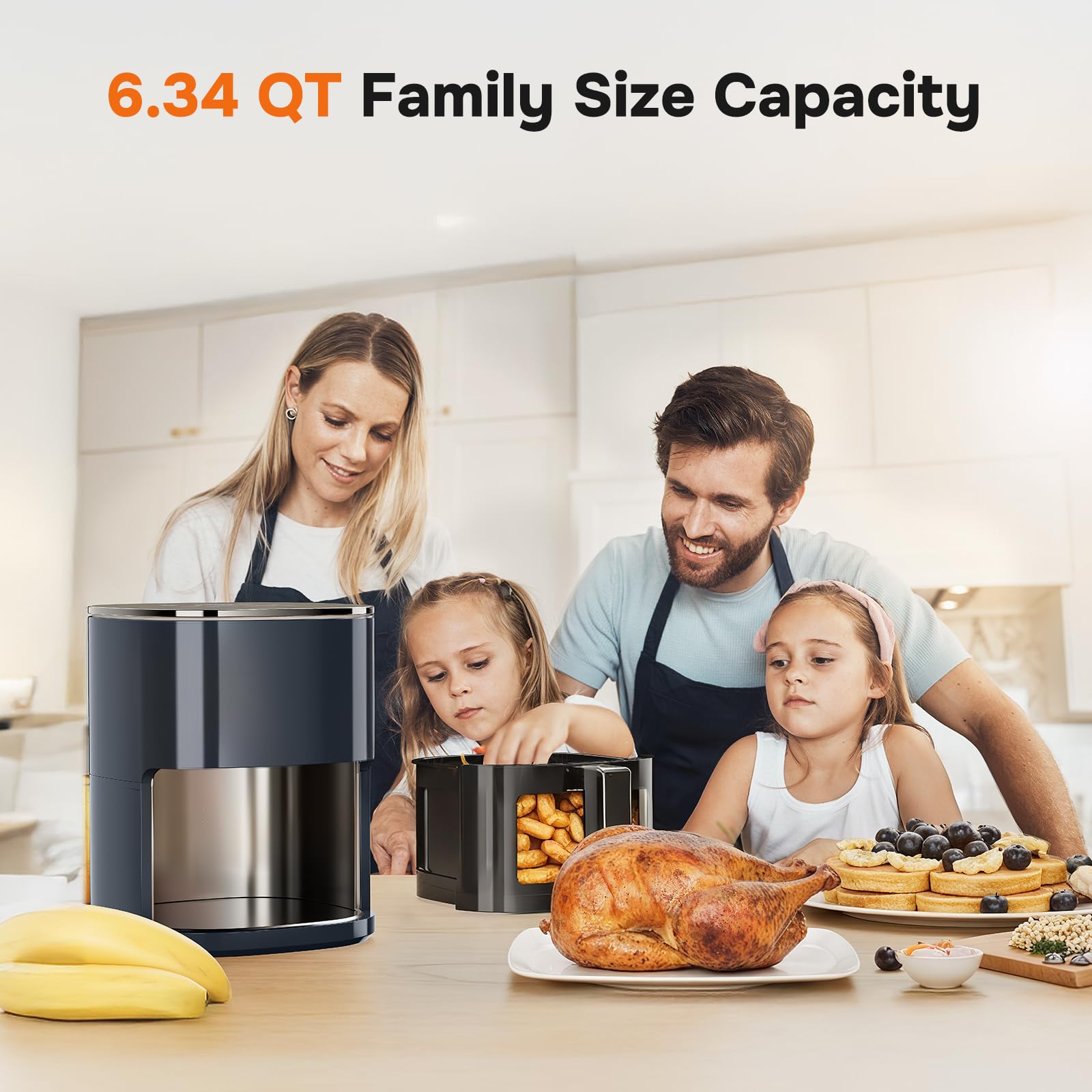 iPower 6.34 QT Digital Air Fryer with 12 Presets, Visible Window & Nonstick Basket - 1700W Large Capacity Airfryer for Healthy Cooking, Dishwasher Safe (Gray) - Perfect for Family Meals, Snacks & Quick Weeknight Dinners
