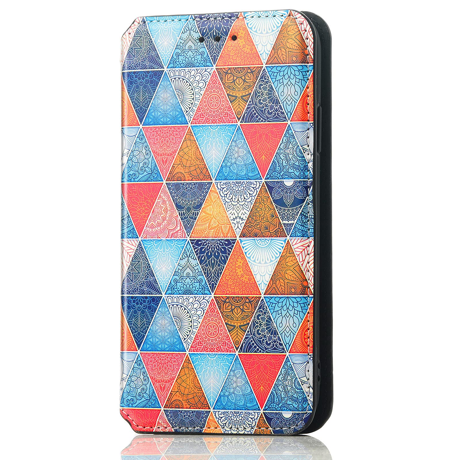 RFID Blocking Leather Wallet Case for TCL 20 Pro 5G with Kickstand & Magnetic Closure - Diamond Mandala Design for Women & Girls | Perfect for Daily Use, Travel & Business Meetings