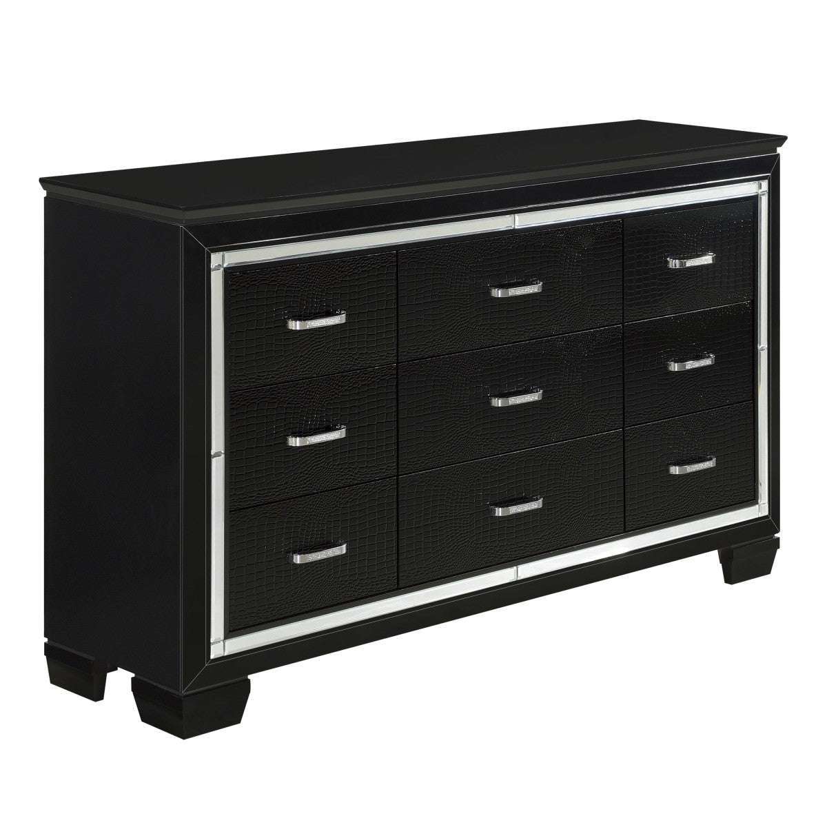 Allura Black Dresser - Modern 6-Drawer Chest for Bedroom & Living Room | Stylish Storage Solution for Clothes, Linens & Accessories | Perfect for Home, Office & Dorm Organization