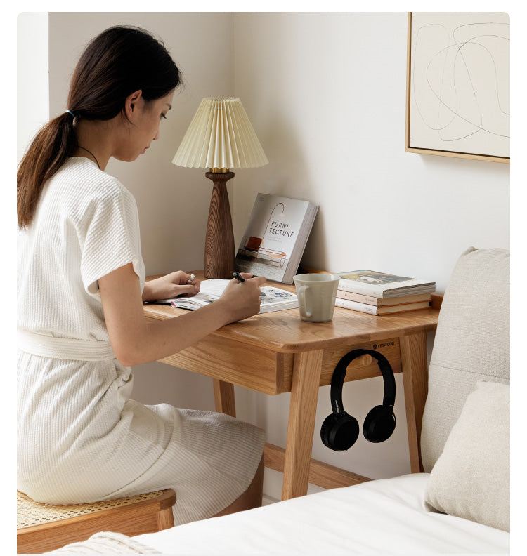 Solid Oak Wood Office Desk - Modern Console Table for Home & Office - Perfect for Workspaces, Living Rooms & Entryways