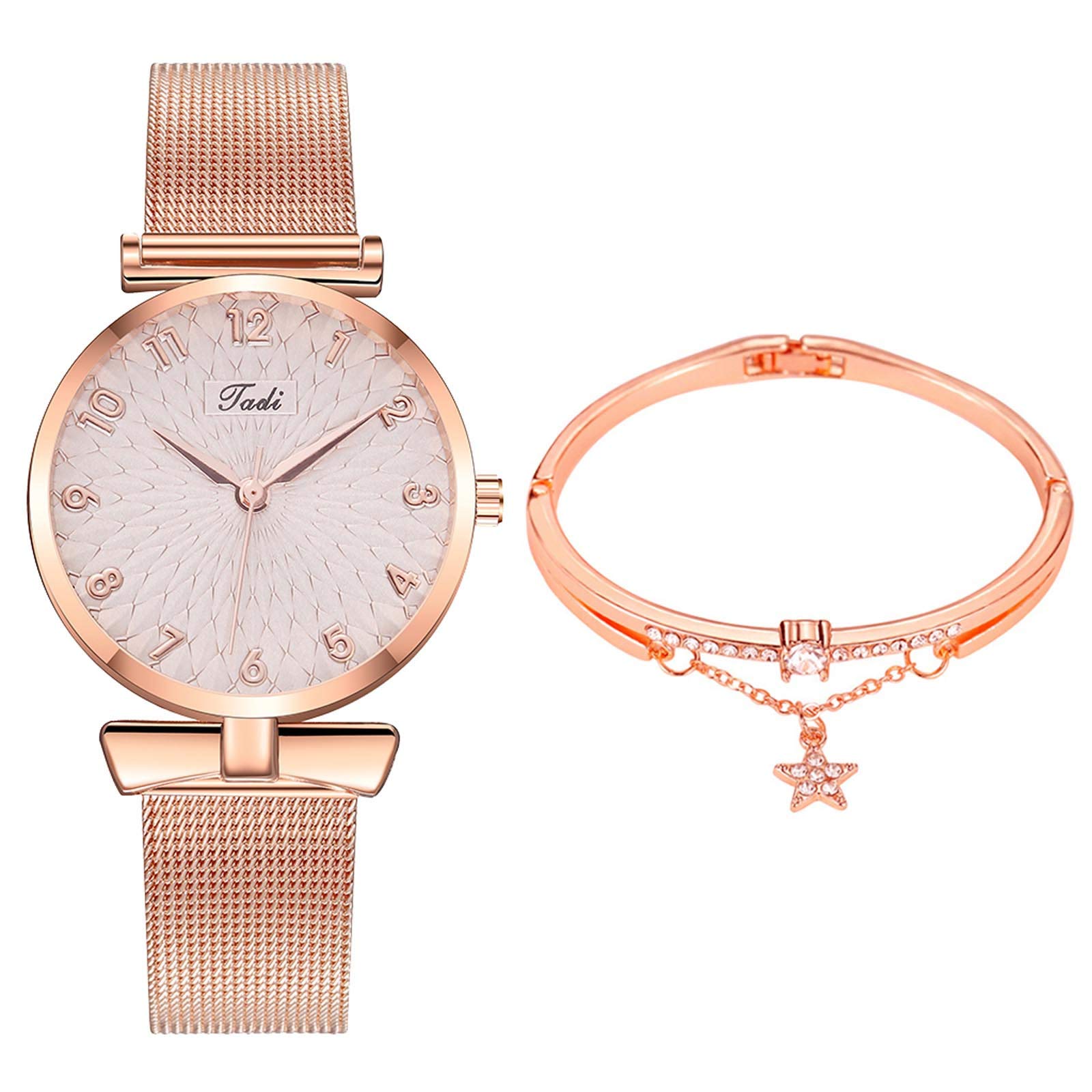 Elegant Gold Magnetic Buckle Watch for Women & Men - Digital Large Face Timepiece with Fine Strap | Perfect for Business, Casual Wear & Gift Giving