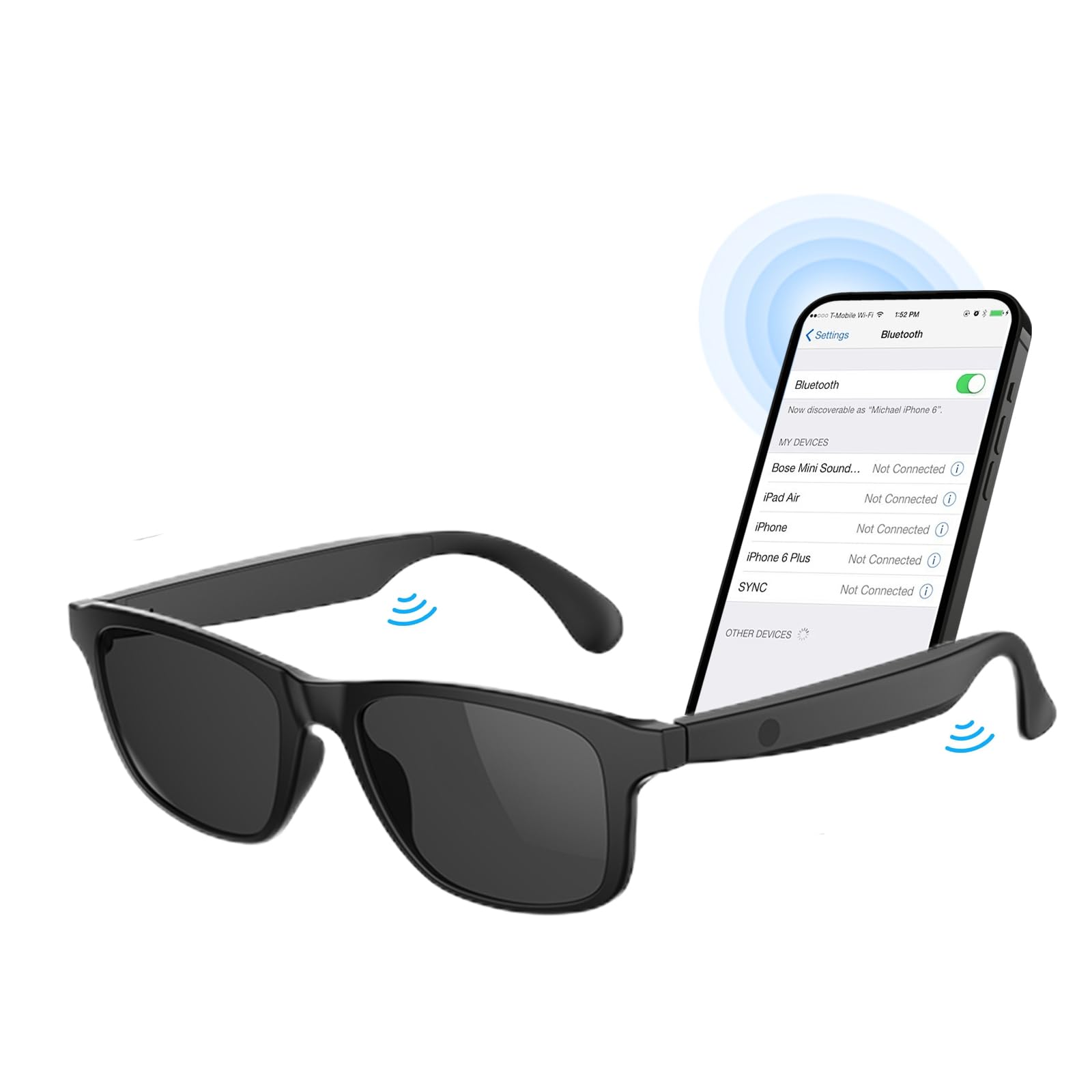 Smart Bluetooth Sunglasses for Men & Women - Wireless Audio Glasses with Built-in Speakers, HD Sound, Mini Lens (Black) - Perfect for Running, Cycling, Driving & Outdoor Activities