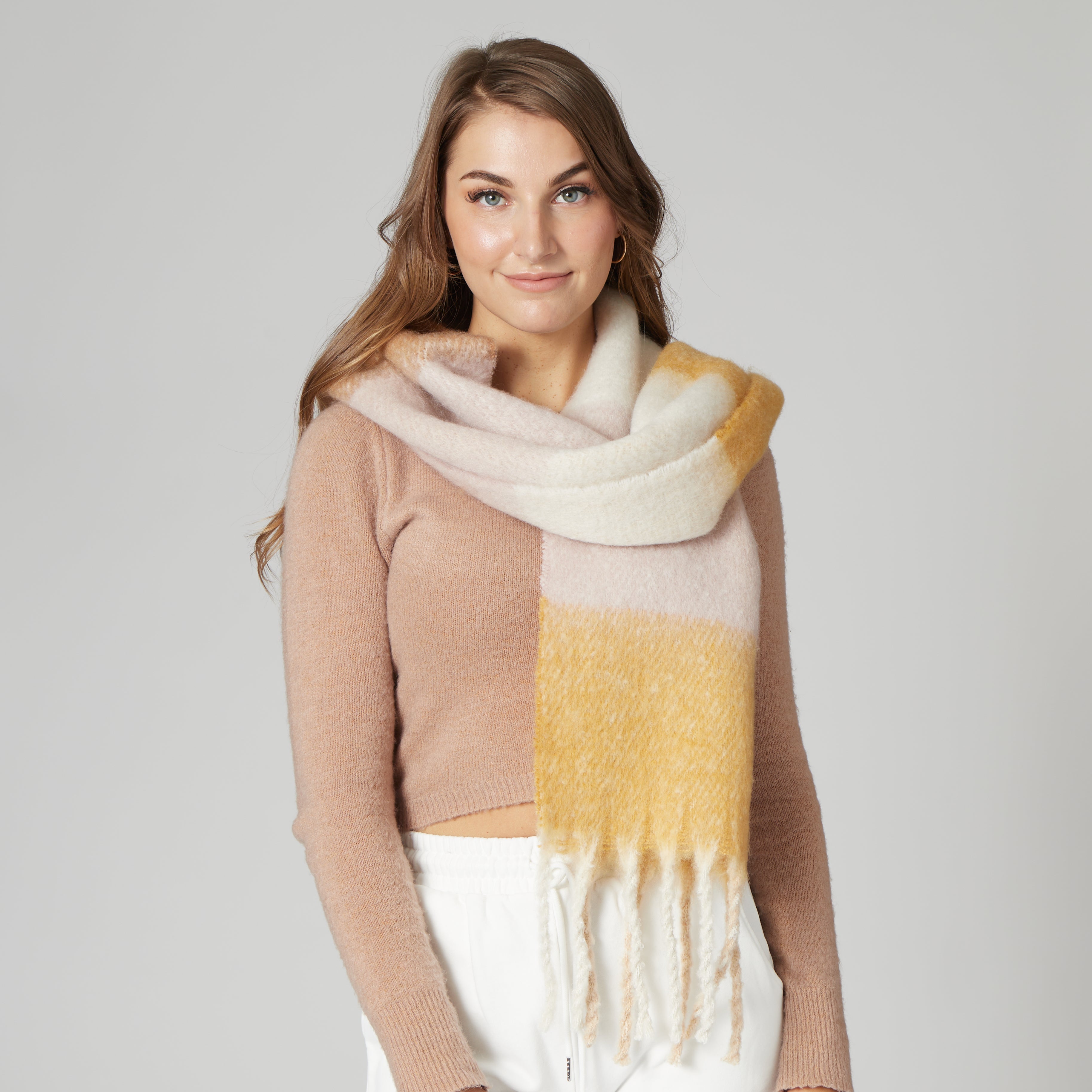 Jessie Women's Heavy Woven Striped Scarf - Soft Winter Warm Fashion Accessory for Cold Weather, Outfits & Gift Giving