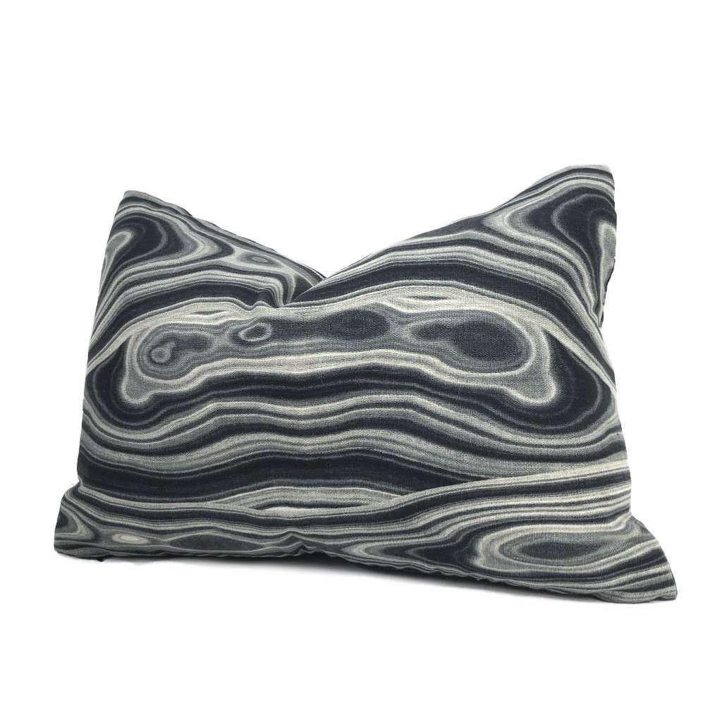 Robert Allen Malakos Black Gray Agate Geology Pillow Cover - Decorative Throw Pillow Case for Sofa, Bed, Couch - Luxury Home Decor & Gift Idea