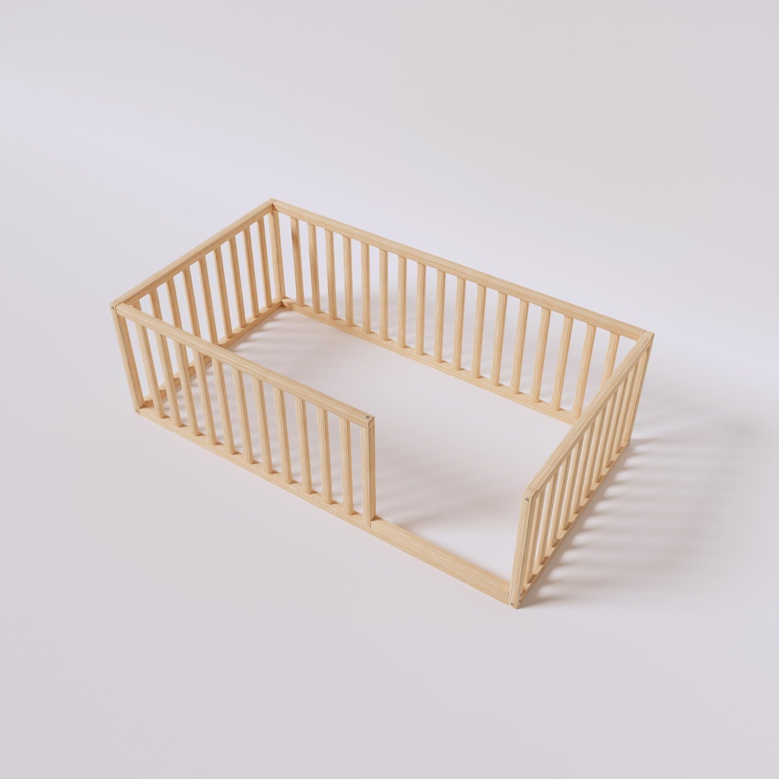 Montessori Floor Bed for Toddlers - 52x27.5 Inch Small Wooden Bed Frame with 18.9