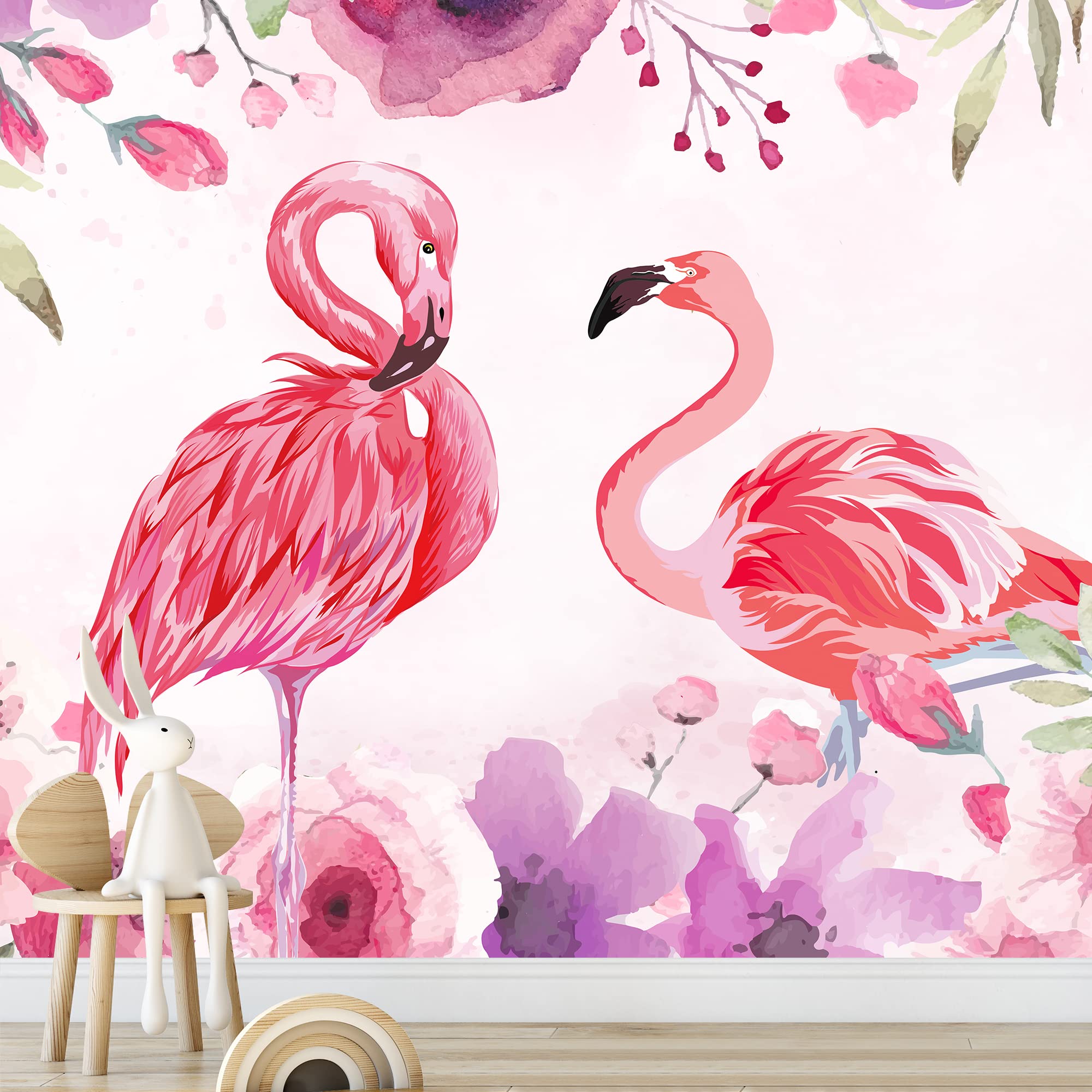 Green Plants & Animals Removable Wallpaper - Peel and Stick Wall Mural for Bedroom Decor (66x96 inches) - Perfect for Nursery, Kids Room, or Home Office Accent Wall