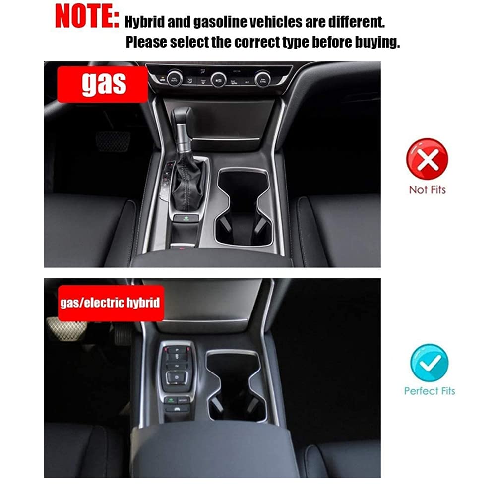 2PCS ABS Carbon Fiber Style Gear Shift Panel Cover & Cup Holder Cover - Interior Trim Accessories for 2018-2022 Honda Hybrid Accord 10th Gen (Not Fit Gas Models) - Upgrade Your Car Interior with Stylish Protection