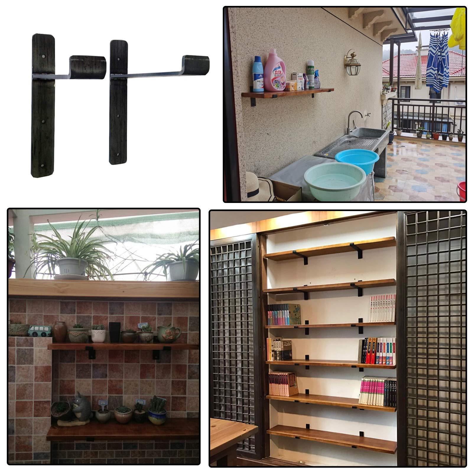 Heavy Duty Narrow Floating Shelf with Brackets - 31.5 Inch Rustic Wall Shelf for Kitchen, Bathroom & Living Room - Sturdy Wall Mounted Storage for Books, Utensils & Decor (3cm Thick, 80cm Length) - Perfect for Small Space Organization & Home Decor Display