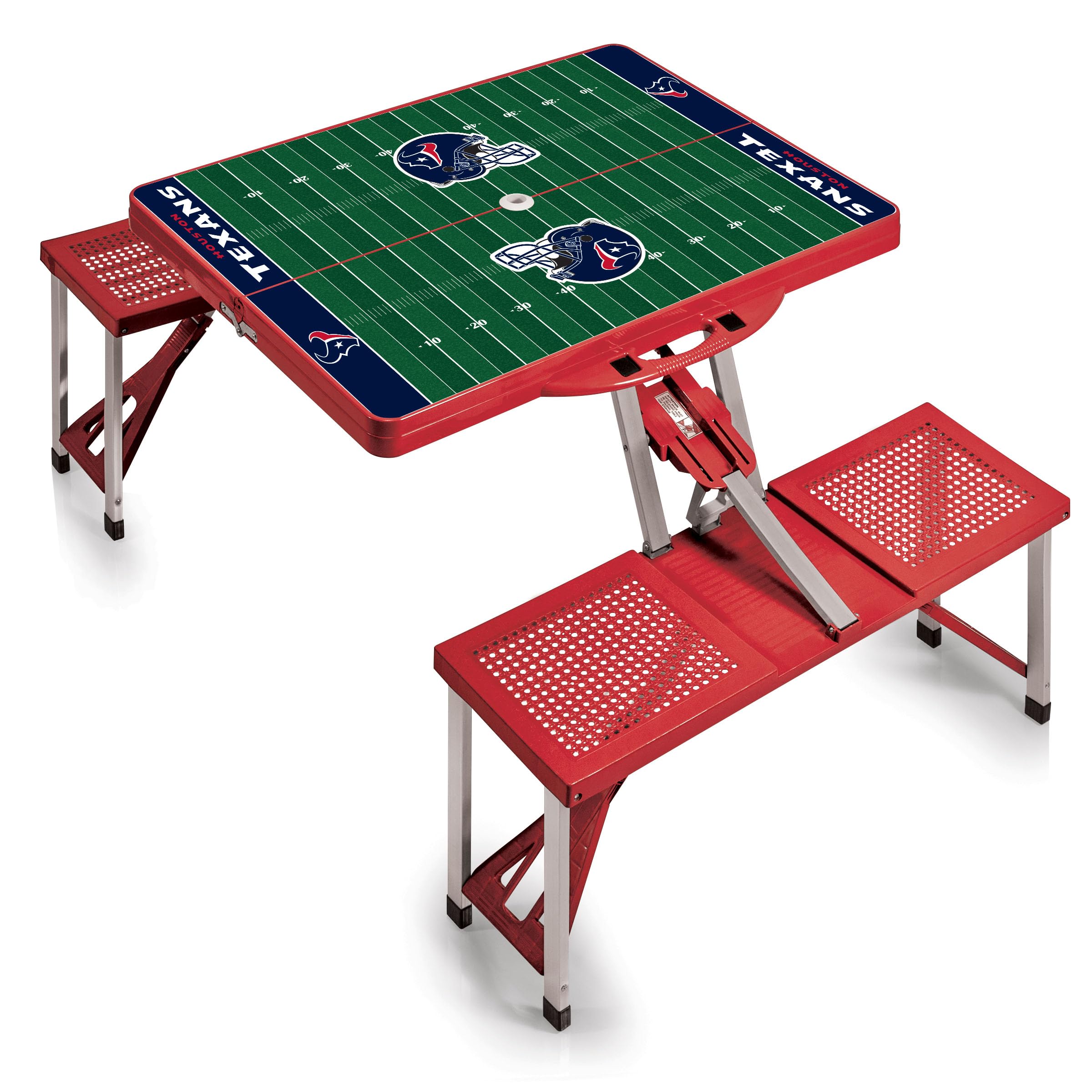 PICNIC TIME NFL Portable Folding Picnic Table with Built-in Seats & Umbrella - Perfect for Tailgating, Camping, Beach & Outdoor Parties