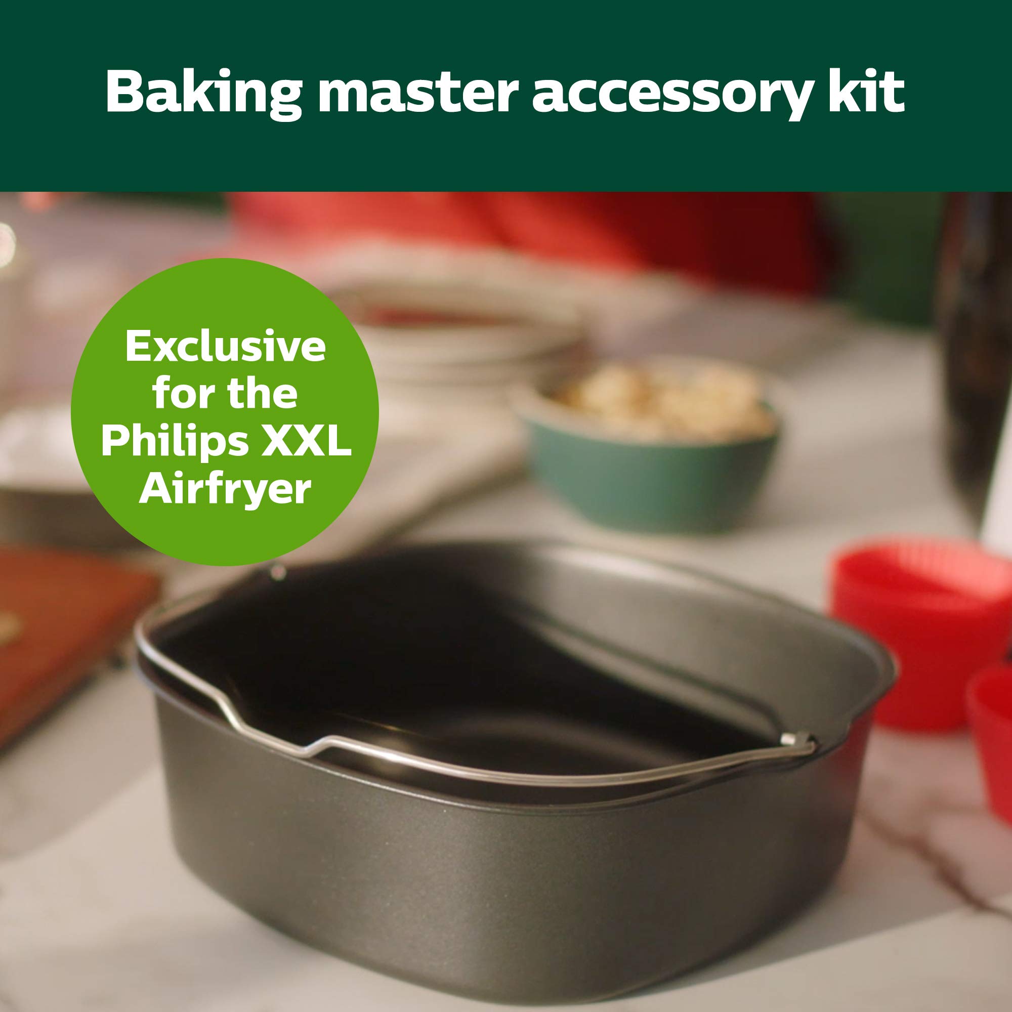 **Philips Premium XXL Air Fryer with Fat Removal Technology, 7qt (3lb) Capacity, Black (HD9650/96) – Includes Baking Pan & Silicone Muffin Cups – Perfect for Family Meals, Healthy Cooking & Quick Snacks**