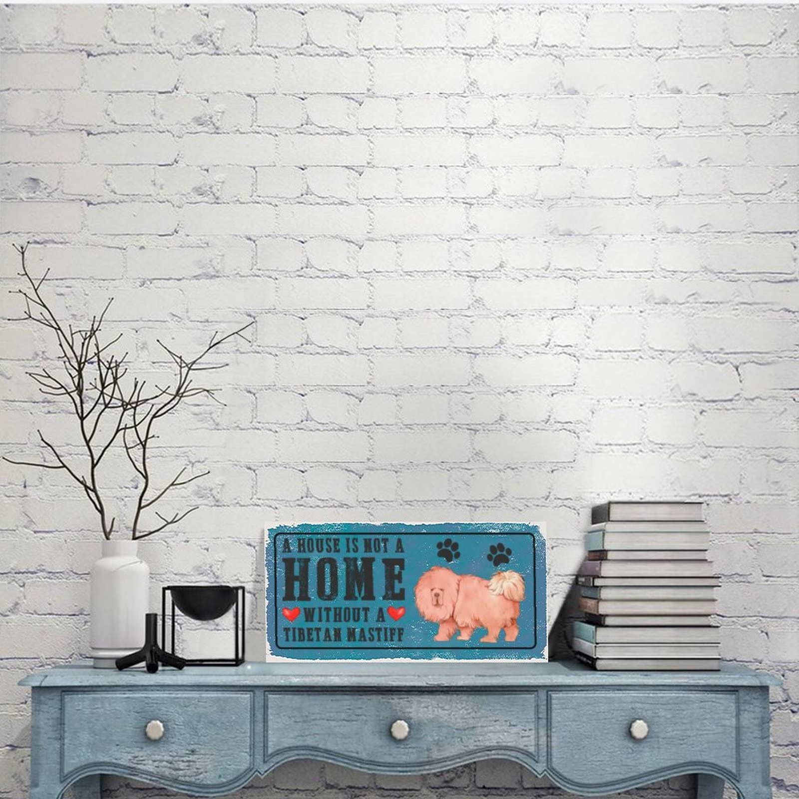 Rustic Metal Dog Sign Plaque - 'A House is Not A Home Without A Dog' - Tibetan Mastiff Pet Wall Decor - Farmhouse Welcome Sign - Perfect Gift for Dog Moms & Dog Lovers - Home Decor for Living Room, Entryway or Pet-Friendly Spaces