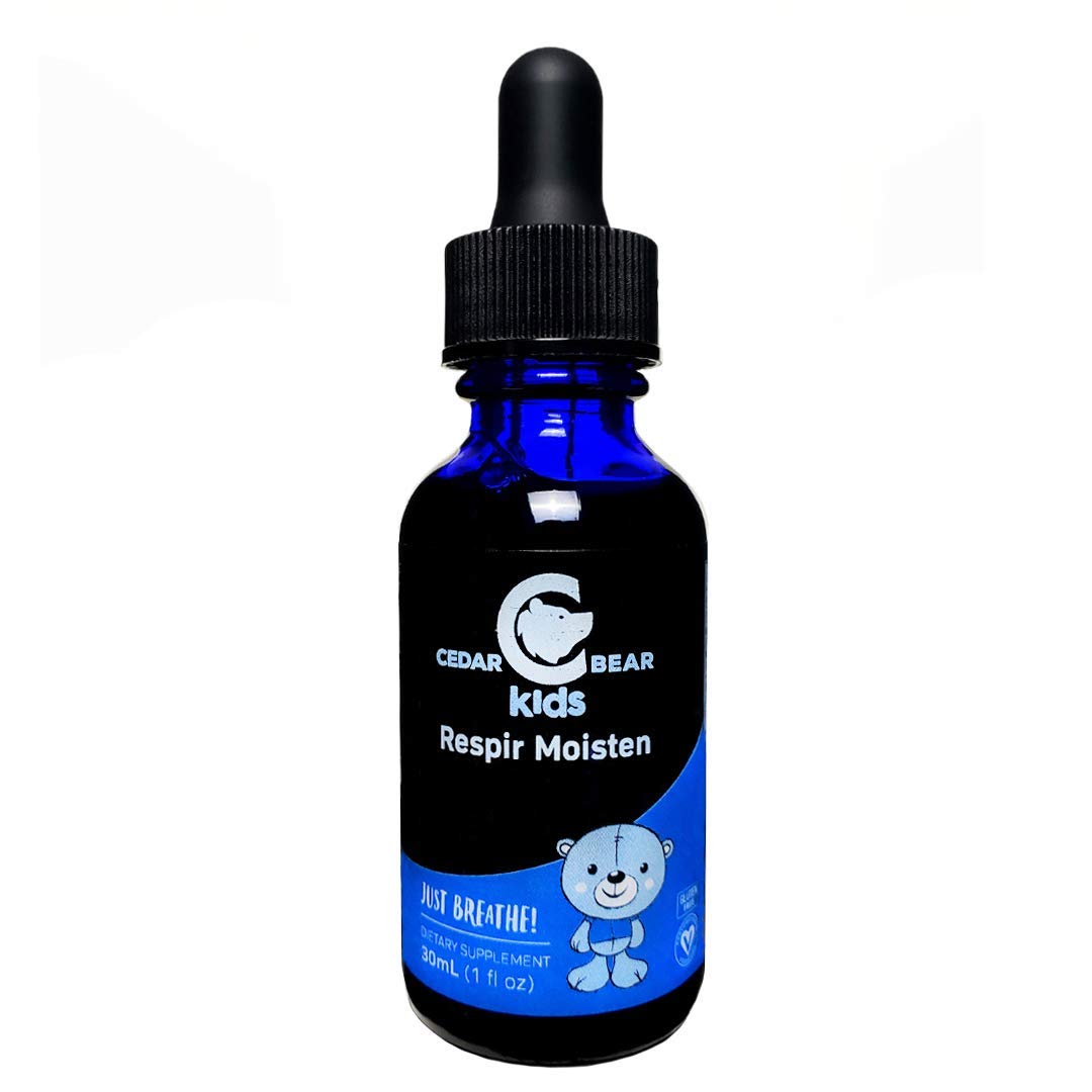 Cedar Bear RespirMoisten for Kids - Herbal Liquid Supplement to Moisturize & Soothe Irritated Respiratory Tissues, Relieve Occasional Dry Cough - 1 Fl Oz - Ideal for Cold Season & Allergy Relief