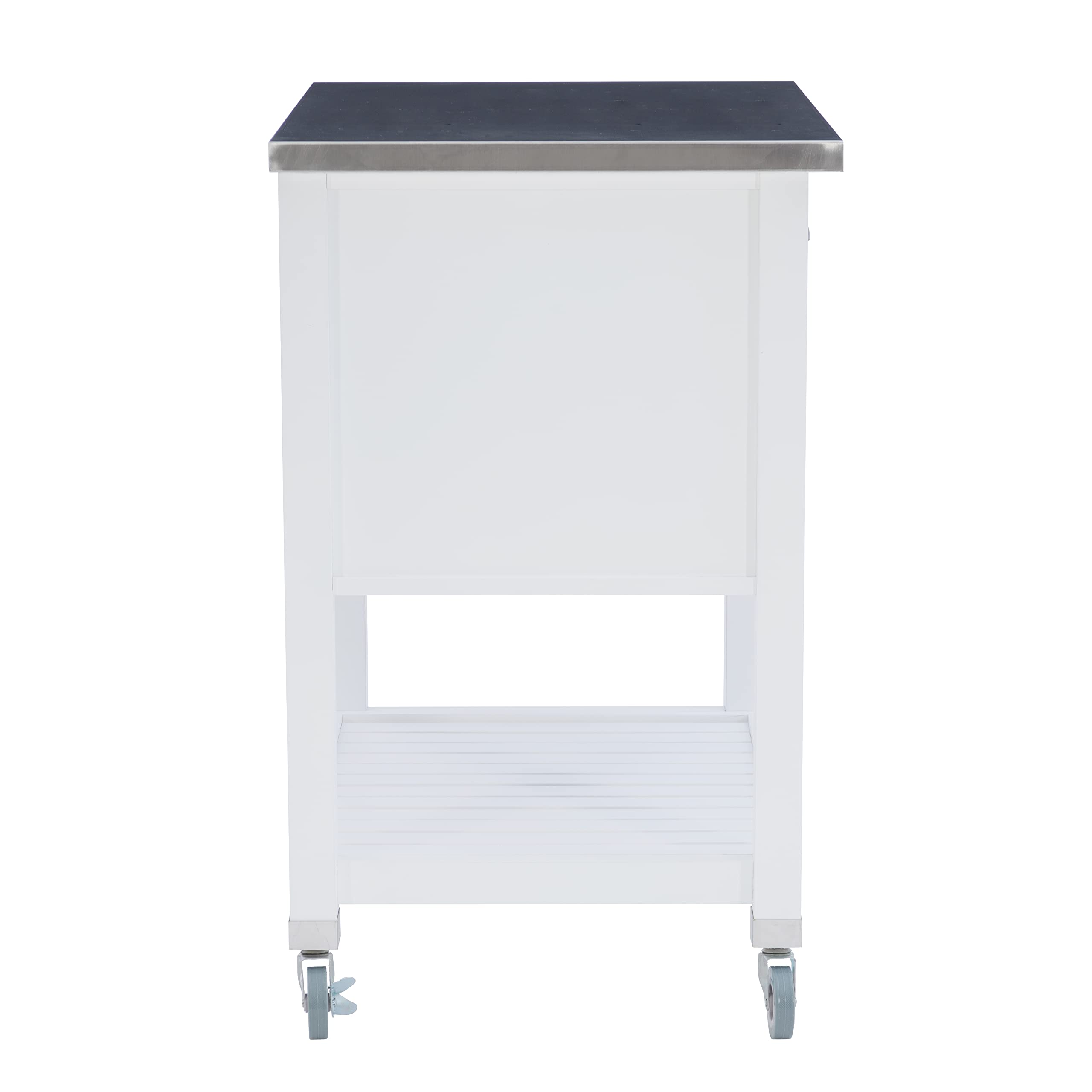 Linon Hudson White Kitchen Cart with Wheels - Rolling Kitchen Island for Small Spaces - Perfect for Food Prep, Storage & Serving - Ideal for Apartments, Dorms & Compact Kitchens