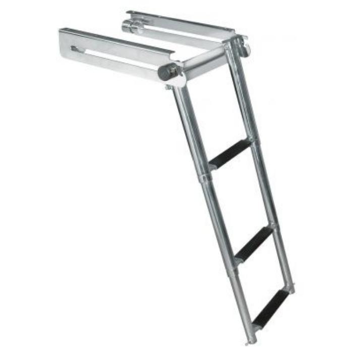 JIF Marine FGB3 3-Step Locking Side Mount Telescoping Ladder - Heavy Duty Aluminum Extension Ladder for Boats, RVs, Trucks & Roof Access | Portable & Compact for Outdoor Use