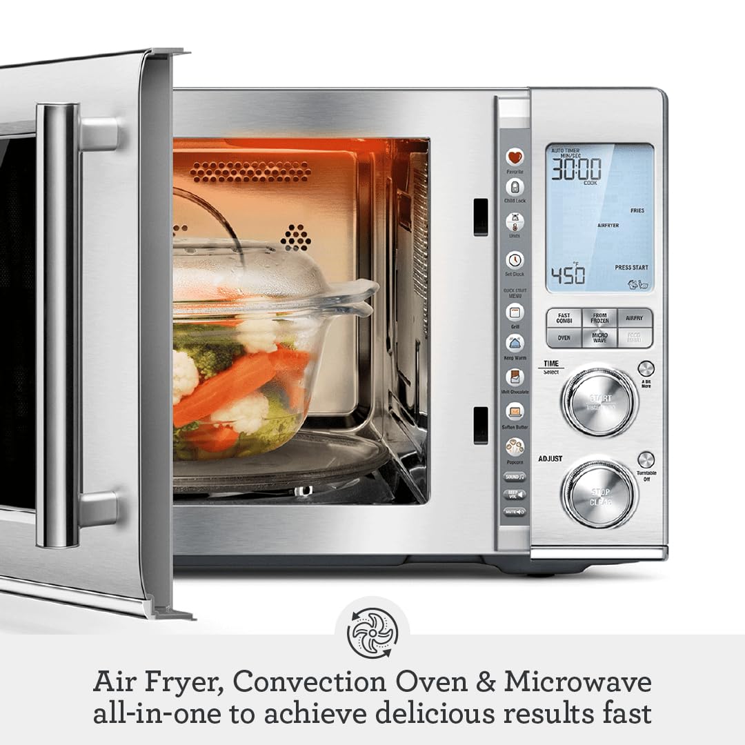 Breville Combi Wave 3-in-1 Microwave Oven BMO870BSS | 1.2 Cu. Ft Countertop Microwave with Grill & Convection | Brushed Stainless Steel | Perfect for Small Kitchens, Dorms & Offices