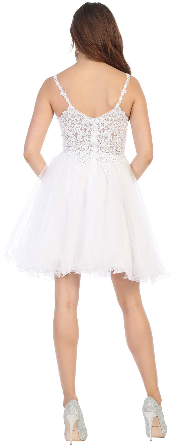 Elegant Floral Shimmer Cocktail Dress for Women - White Party Dress Size 6 | Perfect for Evening Parties, Weddings & Special Occasions