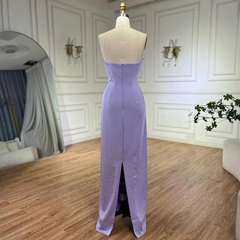 Elegant Lilac Evening Dresses with Luxury Beaded Long Cape Gown for Women - Formal Party, Prom, Wedding Guest Dress - LA72828