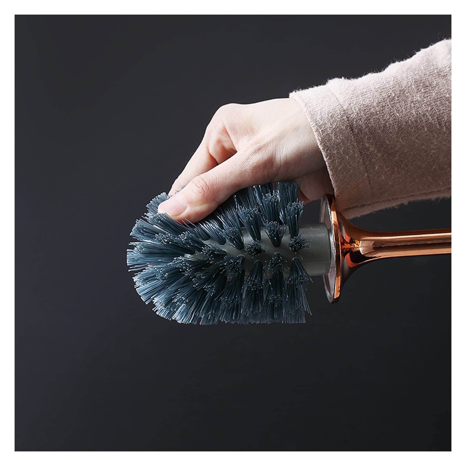 TOMYEUS Punch-Free Toilet Brush Set - Wall Mounted Long Handle Bathroom Cleaning Brush with Durable Hollow Bar - Home Toilet Accessories for Easy Cleaning (Color: H) - Perfect for Small Bathrooms & Modern Home Sanitation