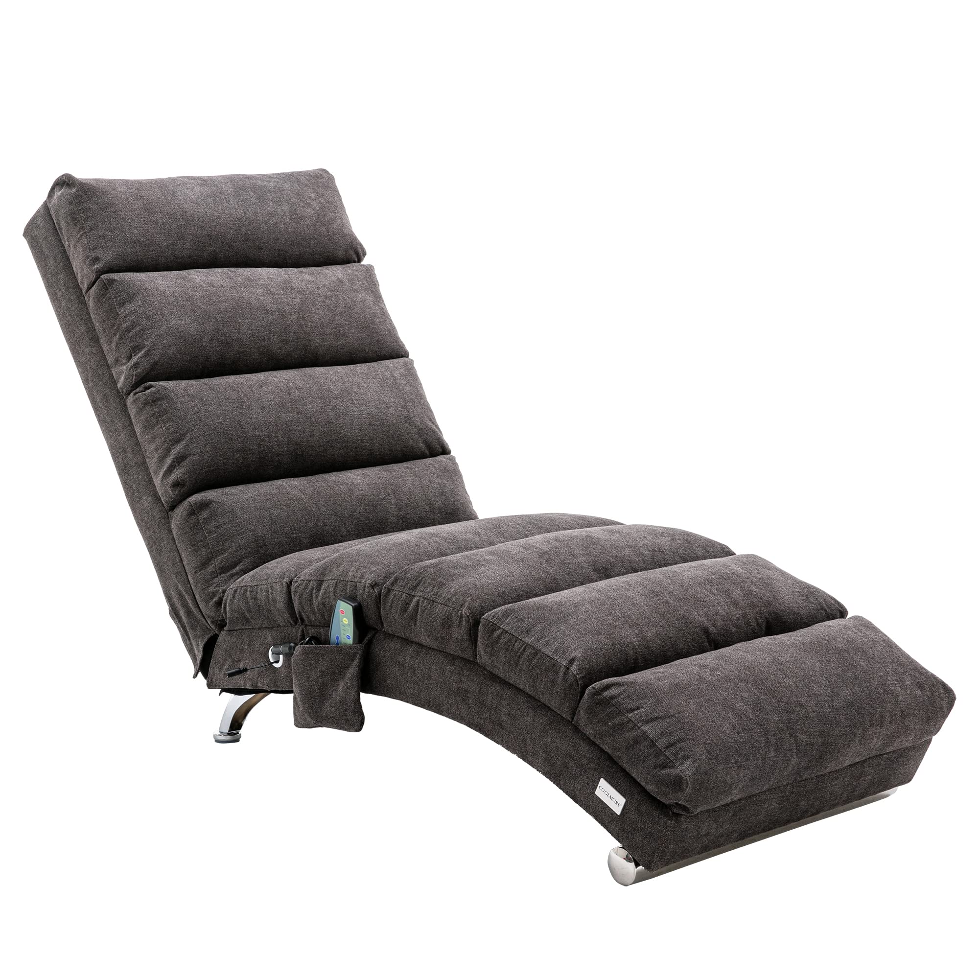 Electric Recliner Massage Chaise Lounge Chair - Ergonomic Linen Chaise Leisure Accent Chair, Modern Long Lounger for Living Room, Office or Bedroom - Dark Gray - Perfect for Relaxation, Reading & Napping