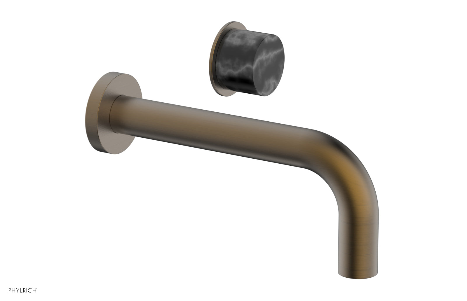 Premium Single Handle Wall Mount Lavatory Faucet - Black Marble Handle (Model 230-17) for Bathroom Sink & Powder Room Upgrade