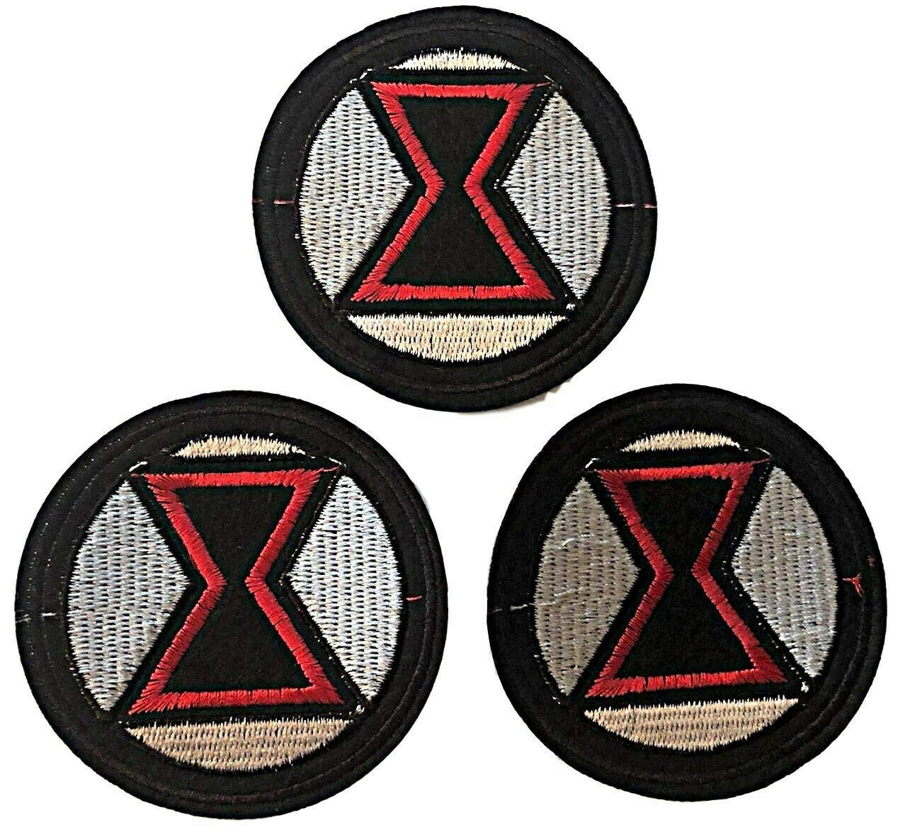 Black Widow Logo Embroidered Iron-On Patches (3-Pack, 3-Inch Diameter) for Jackets, Backpacks & DIY Crafts - Premium Spider Design for Costumes & Clothing Customization