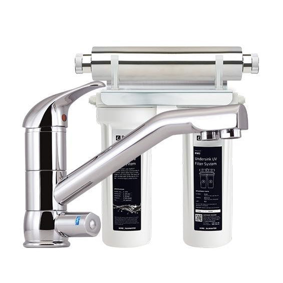 Puretec ESR2 Tripla Series Under Sink UV Water Filtration System with LED Mixer Faucet (7.5 LPM) - Removes 99.9% Bacteria for Clean Drinking Water | Perfect for Kitchen, RV & Off-Grid Living