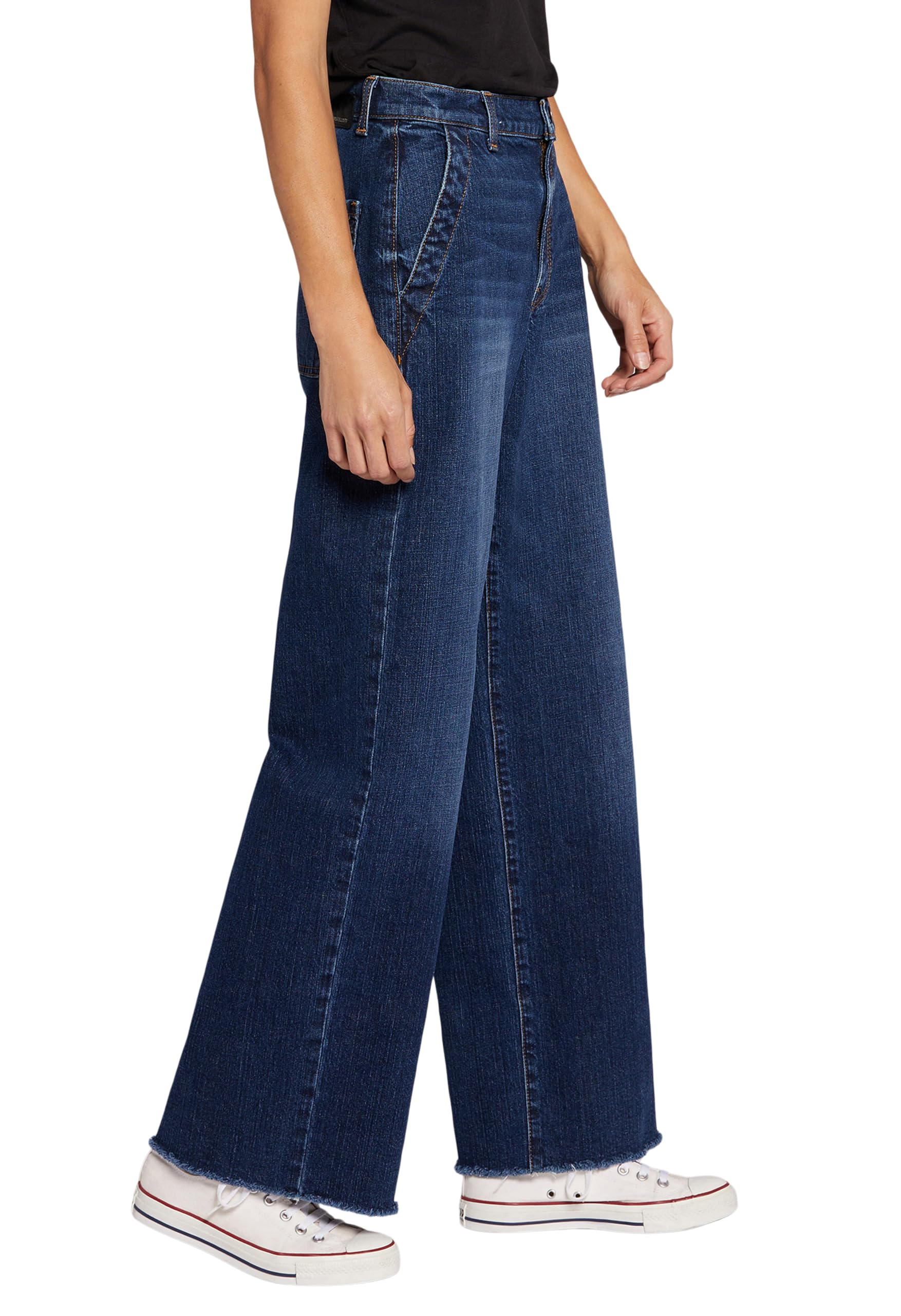 Current/Elliott Women's The Painter Wide Leg Jean - Relaxed Fit High Waist Distressed Denim Pants for Women | Casual Chic Style for Everyday Wear, Office & Weekend Outfits