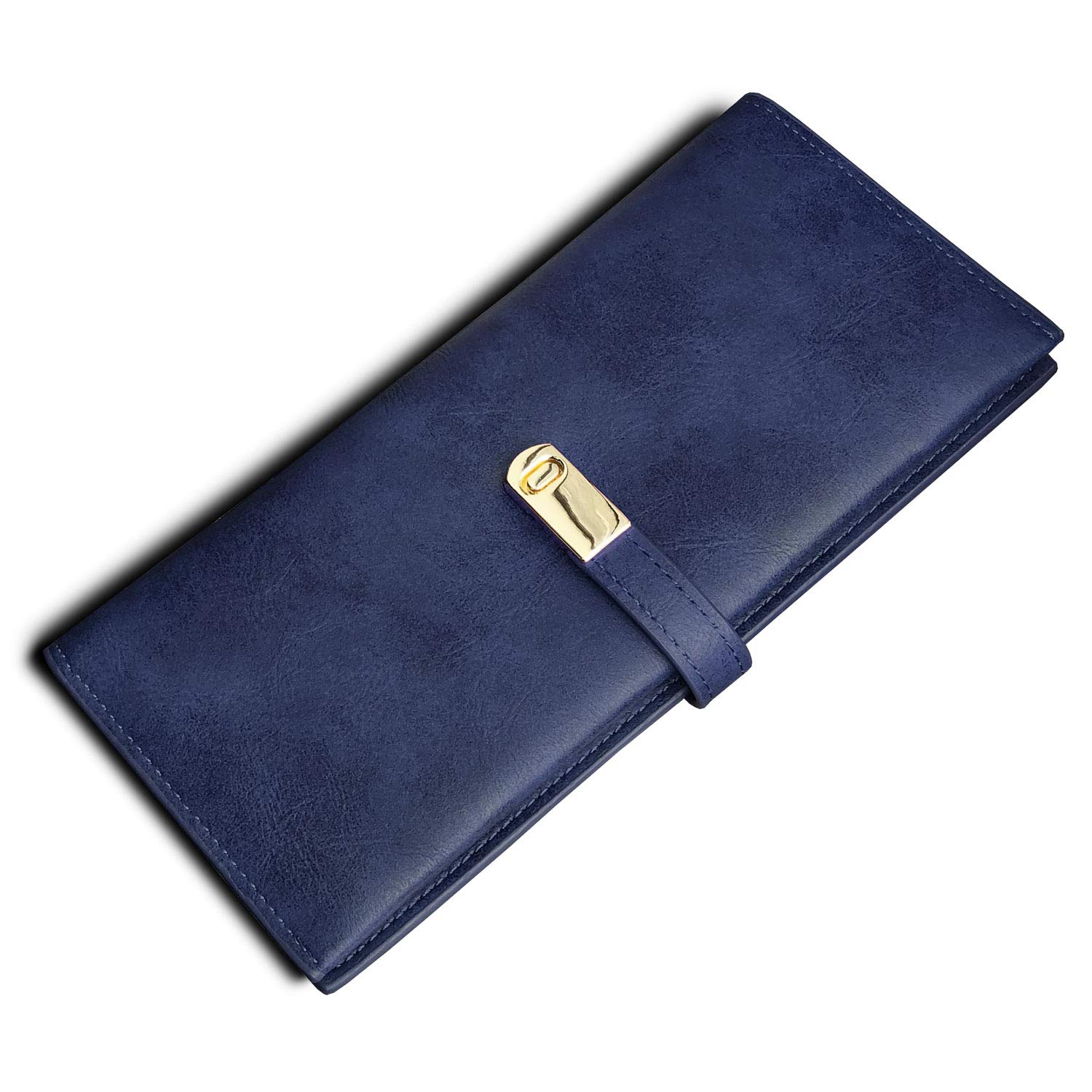TOPKULL Ultra Slim Leather Wallet for Women - RFID Blocking Bifold Billfold with Magnetic Closure, Large Card Holder & Coin Pocket | Perfect for Travel, Work & Everyday Use (Blue)