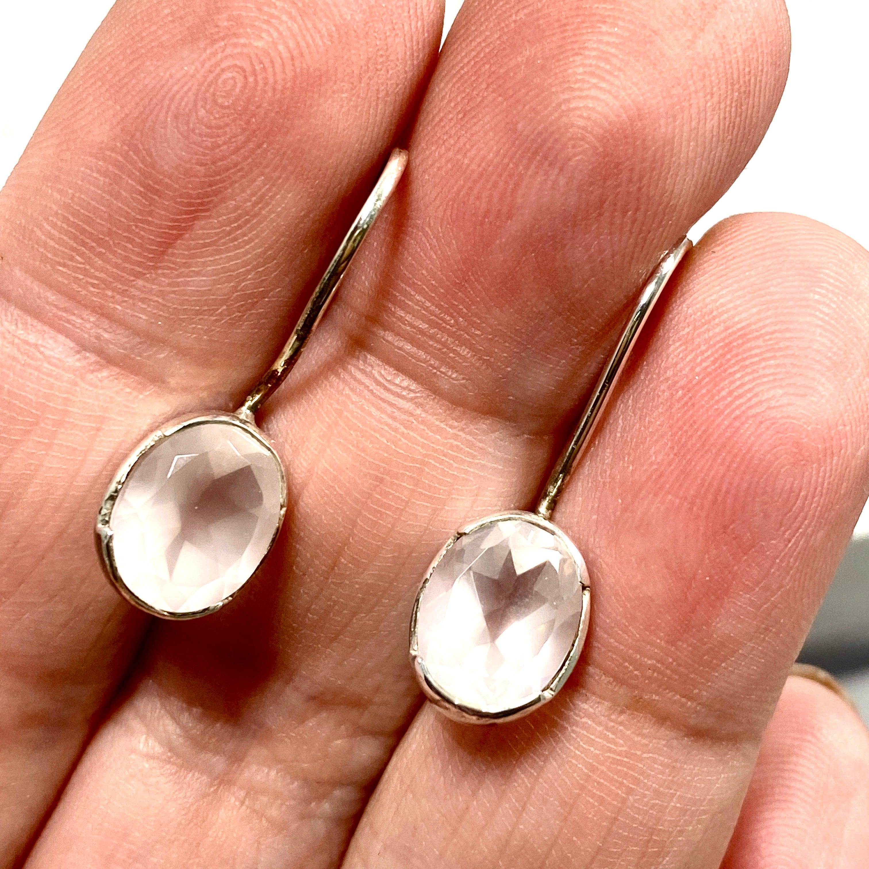 Rose Quartz Faceted Oval Earrings for Women - Elegant Gemstone Jewelry Gift for Her - Perfect for Weddings, Parties & Everyday Wear