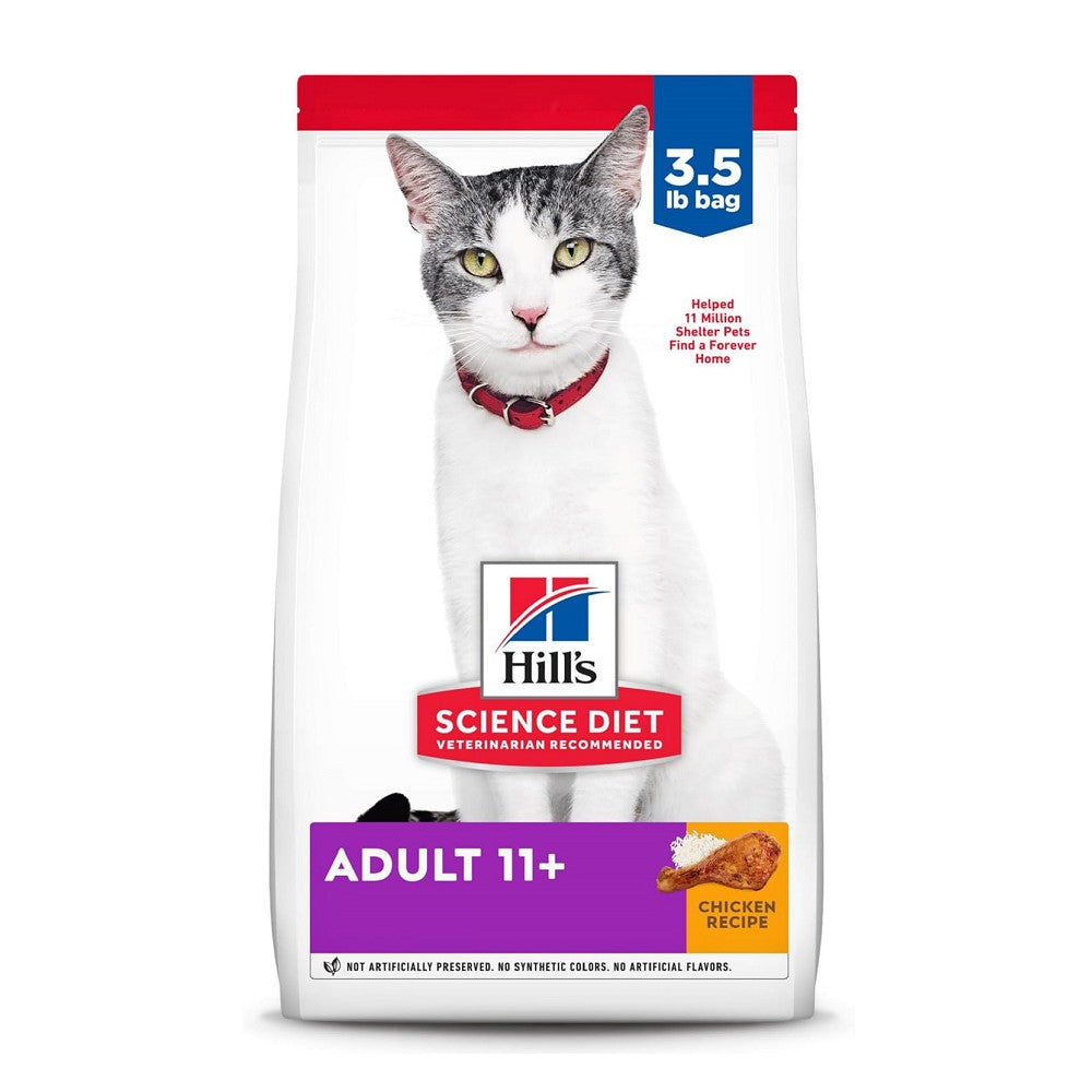 Hill's Science Diet Adult 11+ Chicken Recipe Dry Cat Food - Premium Nutrition for Senior Cats | Perfect for Indoor & Outdoor Cats, Supports Healthy Weight & Digestion
