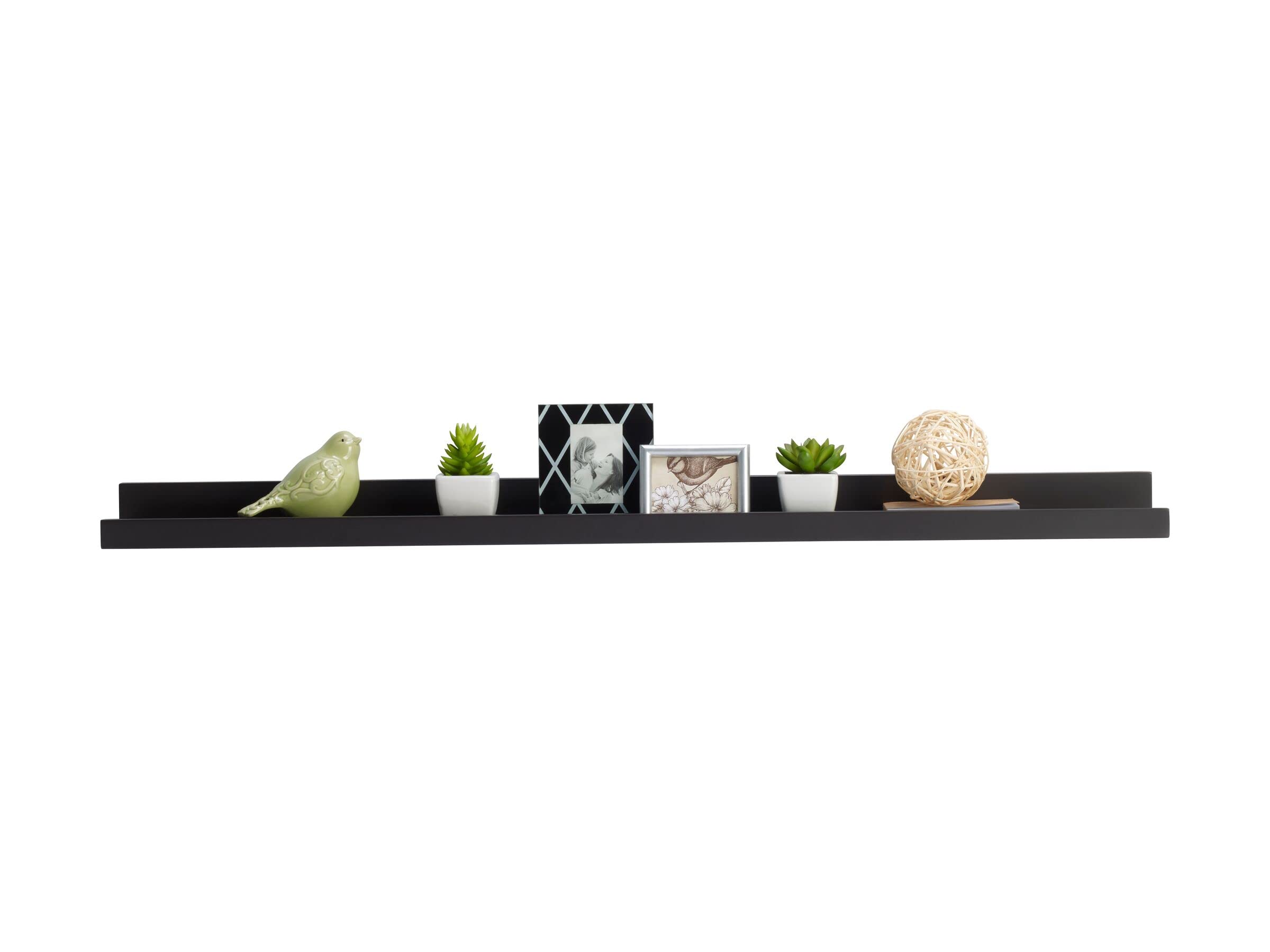 Melannco 36-Inch Floating MDF Photo Ledge Shelf - Espresso Brown Wall Display for Bedroom, Living Room, Bathroom, Kitchen & Nursery - Perfect for Framed Photos, Artwork & Decorative Displays