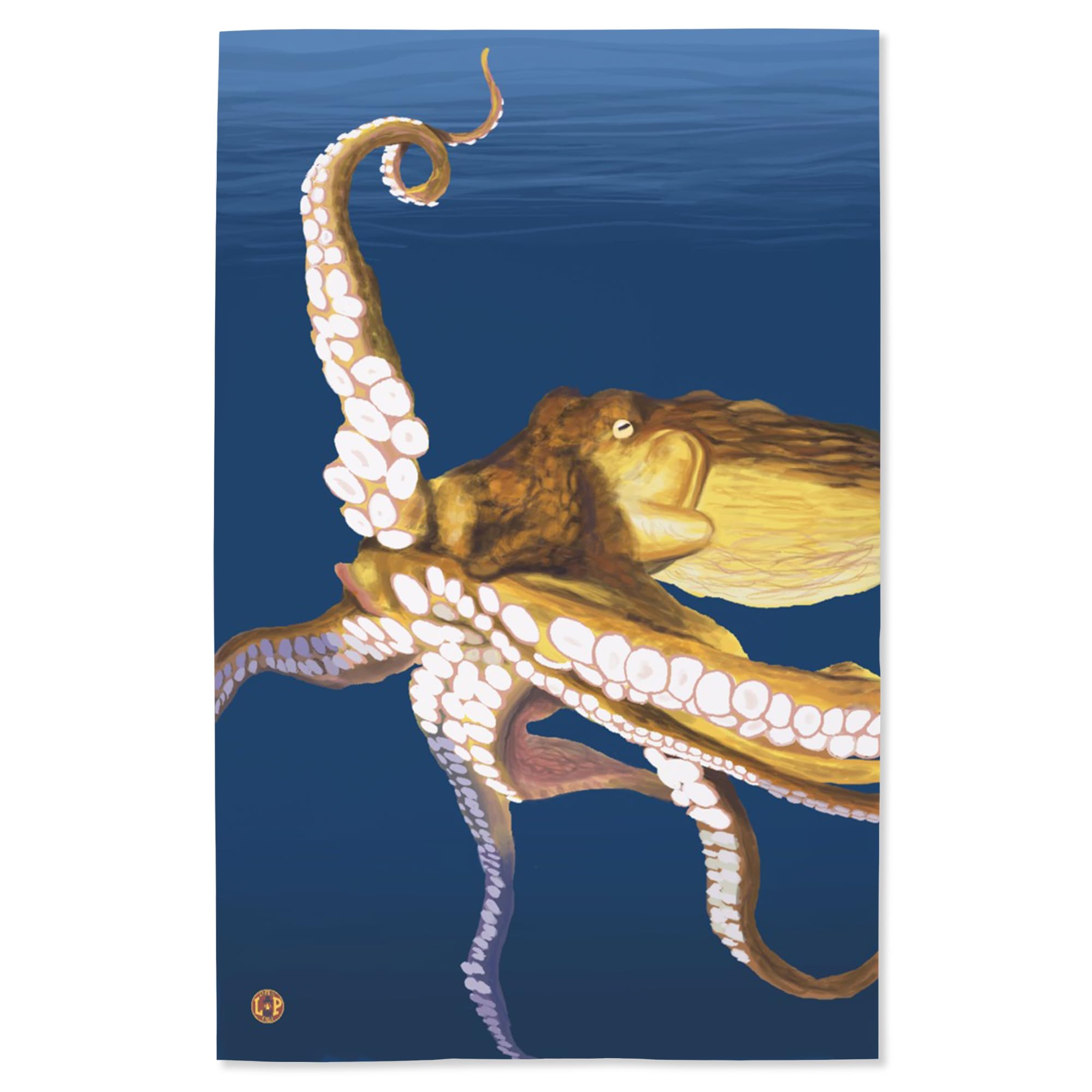 Lantern Press 16x24 Inch Giclee Art Print - Vibrant Yellow Octopus Wall Decor for Living Room, Bedroom & Office | Premium Canvas Painting for Home & Office Decoration