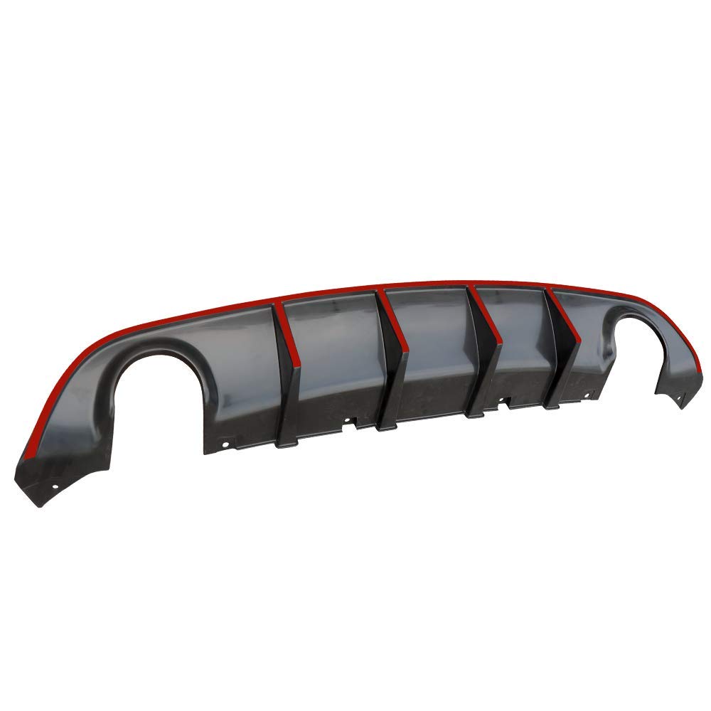 IKON MOTORSPORTS V3 Style Rear Diffuser with Red Reflective Tape - Compatible with 2015-2023 Dodge Charger SRT | Aggressive Look & Enhanced Aerodynamics | Perfect for Car Enthusiasts & Street Racing