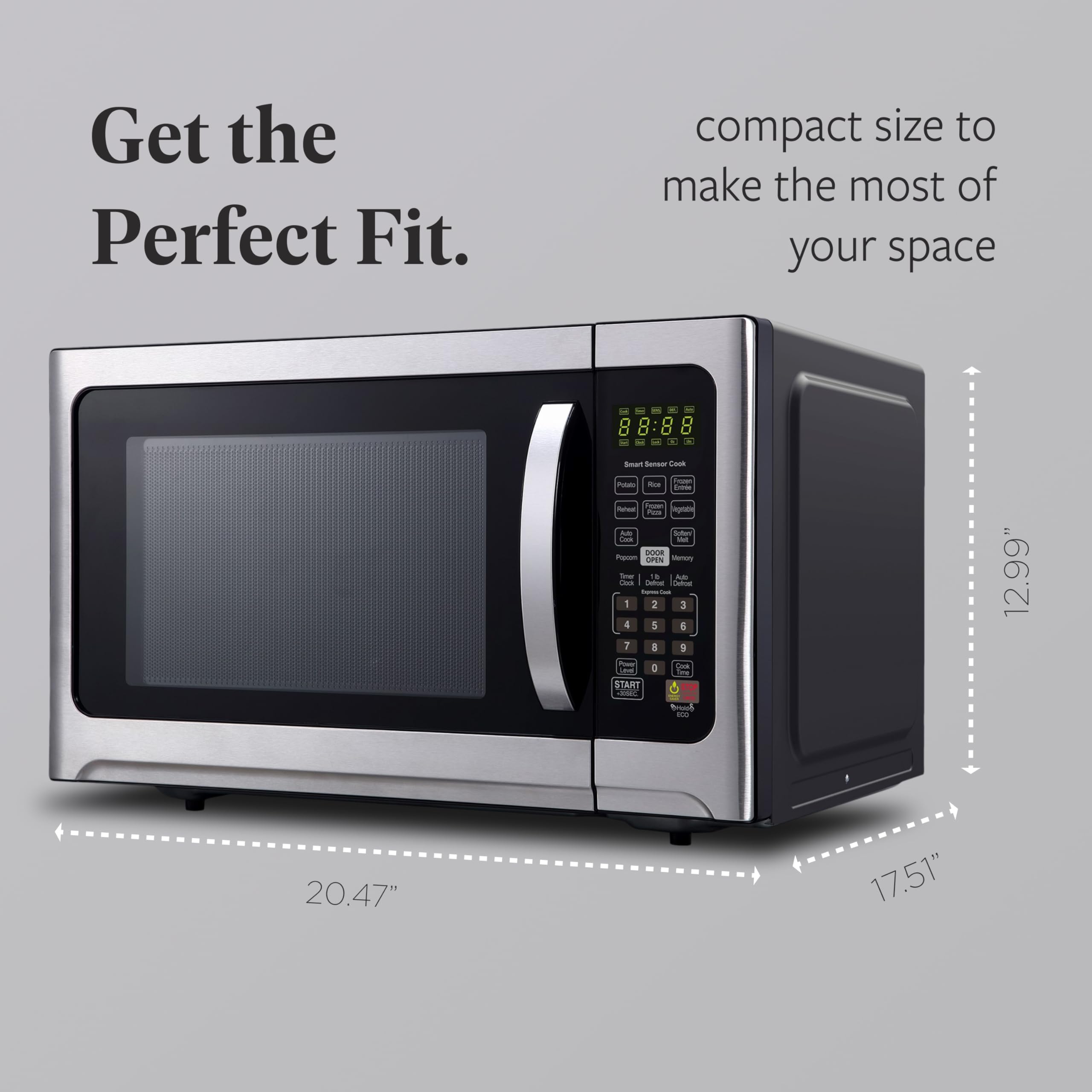 Farberware 1.2 cu. Ft Stainless Steel Countertop Microwave Oven with Sensor Cooking Technology - Perfect for Small Kitchens, Dorms & Office Break Rooms