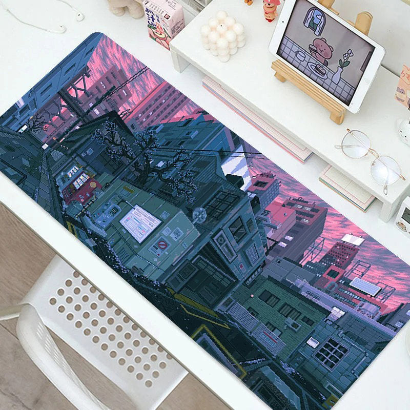 Night Cities Aesthetic Large Mouse Pad - XXL Gaming Mousepad with Non-Slip Rubber Base for PC, Laptop & Office Desk - Perfect for Gamers, Programmers & Graphic Designers