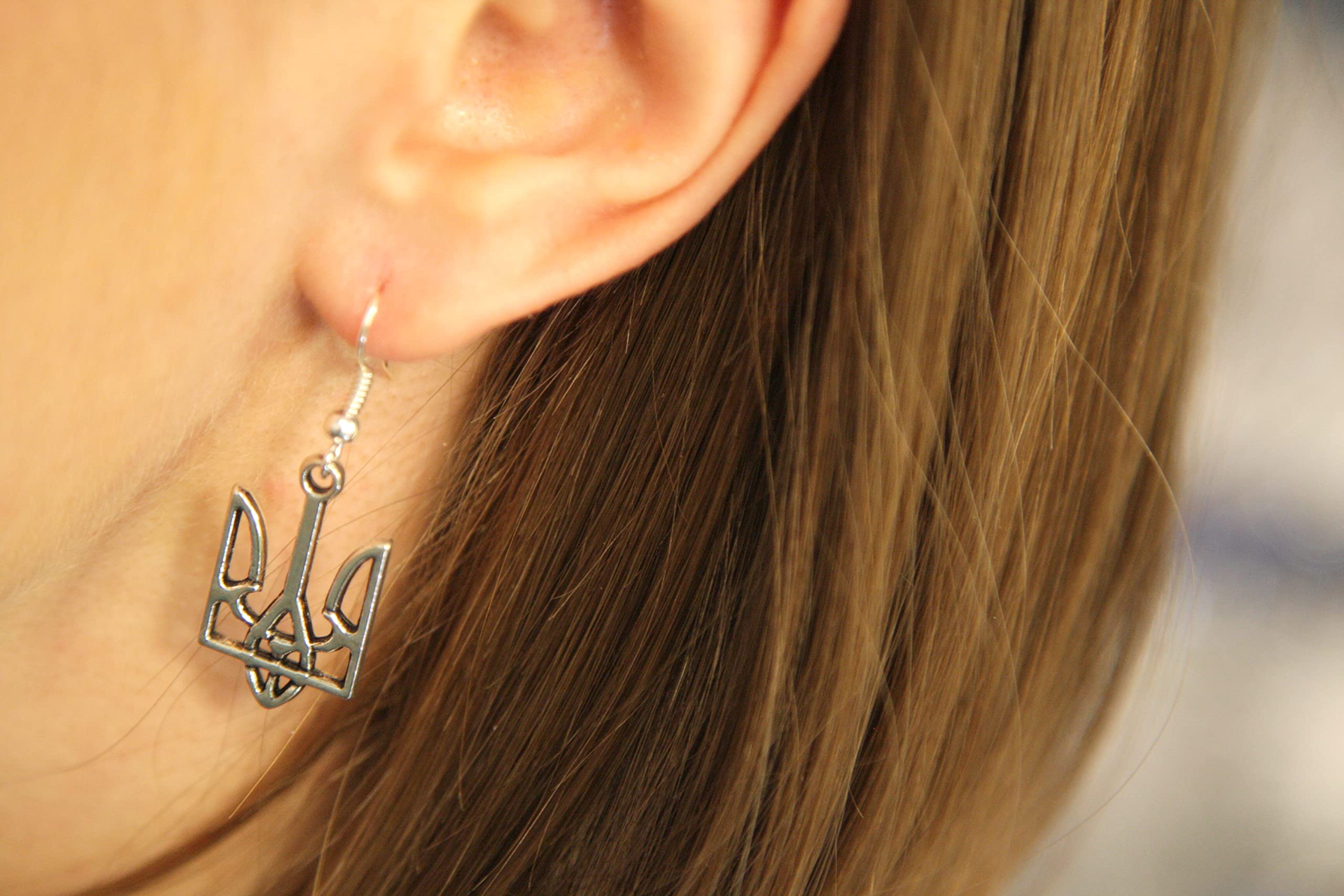 Handmade Ukrainian Earrings - Authentic Tryzub Trident Jewelry from Ukraine | Pray for Ukraine Symbolic Gift | Perfect for Cultural Events, Weddings & Patriotic Occasions