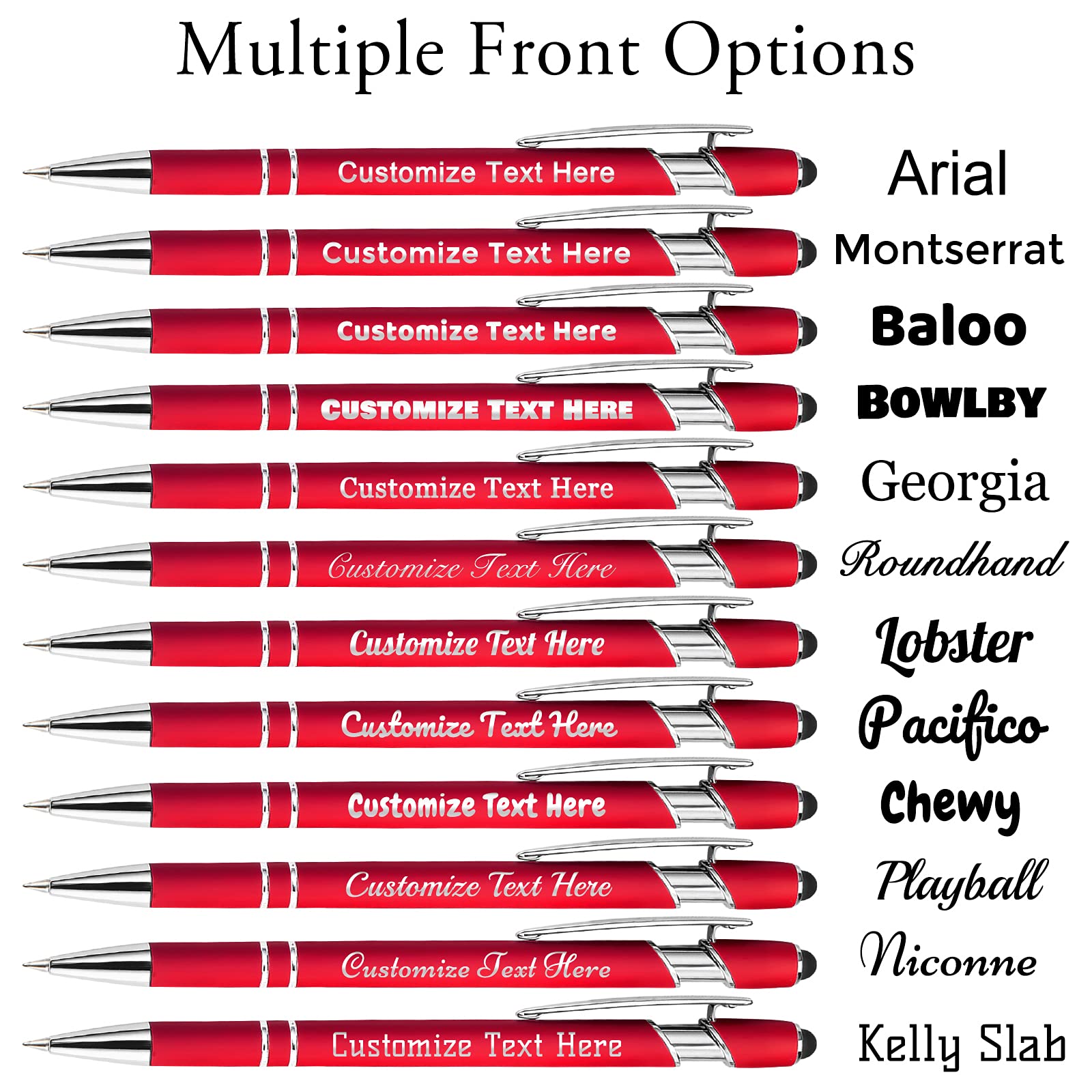 500 Custom Engraved Ballpoint Pens with Business Name, Logo & Message - Bulk Personalized Pens with Stylus for Office, School, Promotions - Medium Point Black Ink (60 Pack) - Perfect for Corporate Gifts, Graduations, Birthdays & Anniversaries