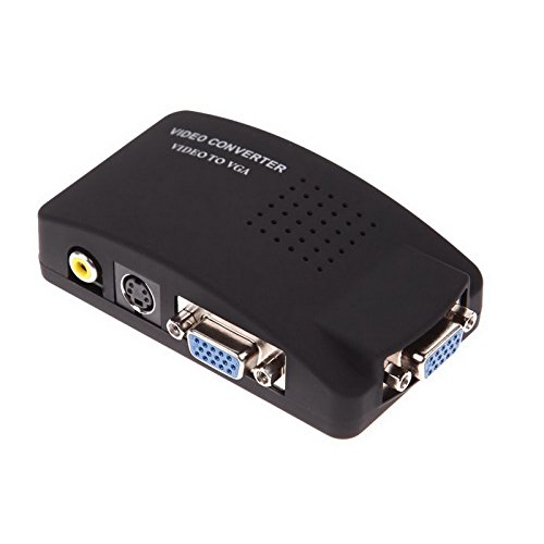 axGear RCA Composite S-Video to VGA Converter Adapter for HDTV, Monitor & Projector - Wide Screen Video Signal Conversion for Home Theater, Gaming & Presentations