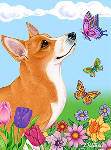 Best of Breed Corgi Butterfly House Flag - Outdoor Decorative Garden Flag for Dog Lovers - Perfect for Patio, Yard, and Seasonal Home Decor