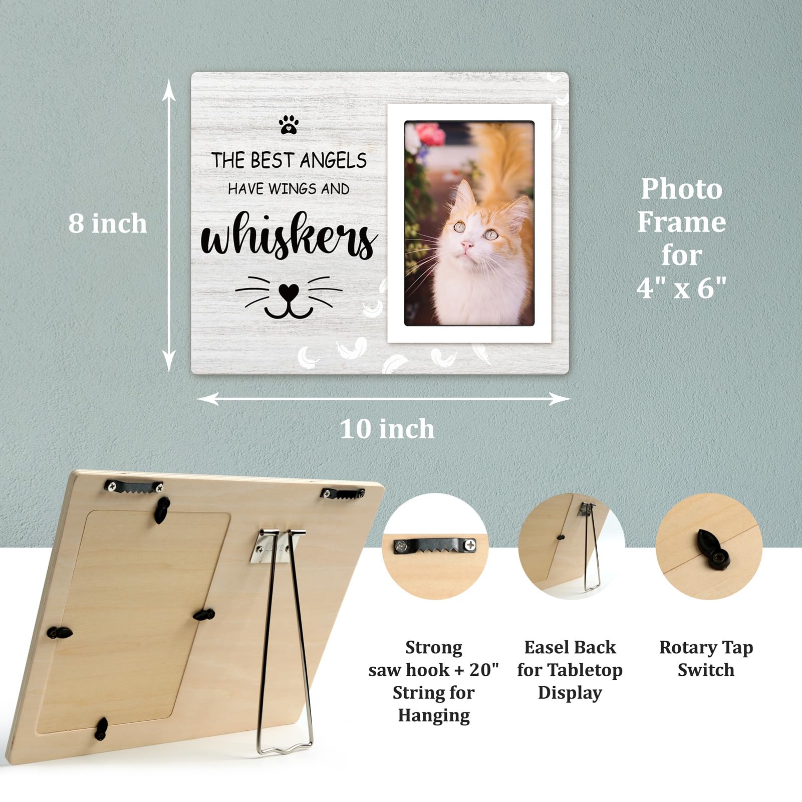 Cat Memorial Gifts - Sympathy Picture Frame for Lost Pets, 4x6 Photo Holder for Cat Loss - Thoughtful Gift for Women & Families | Perfect for Pet Memorial Displays & Comforting Bereaved Owners