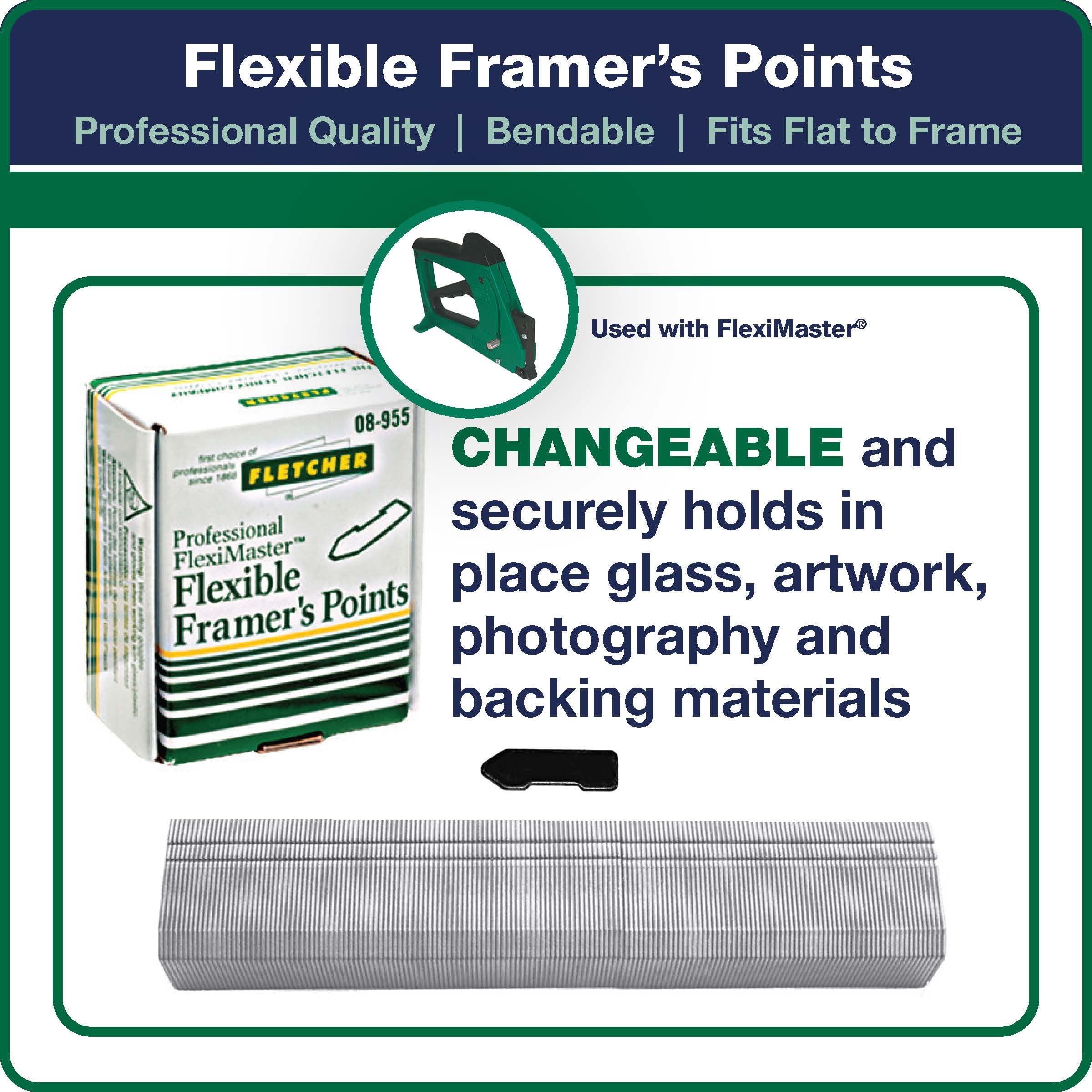 Fletcher FlexiMaster Professional Picture Frame Point Driver with Flexi-Points - Heavy Duty Framing Tool for Art, Photos & Canvas - Perfect for Home Decor, Gallery & DIY Projects