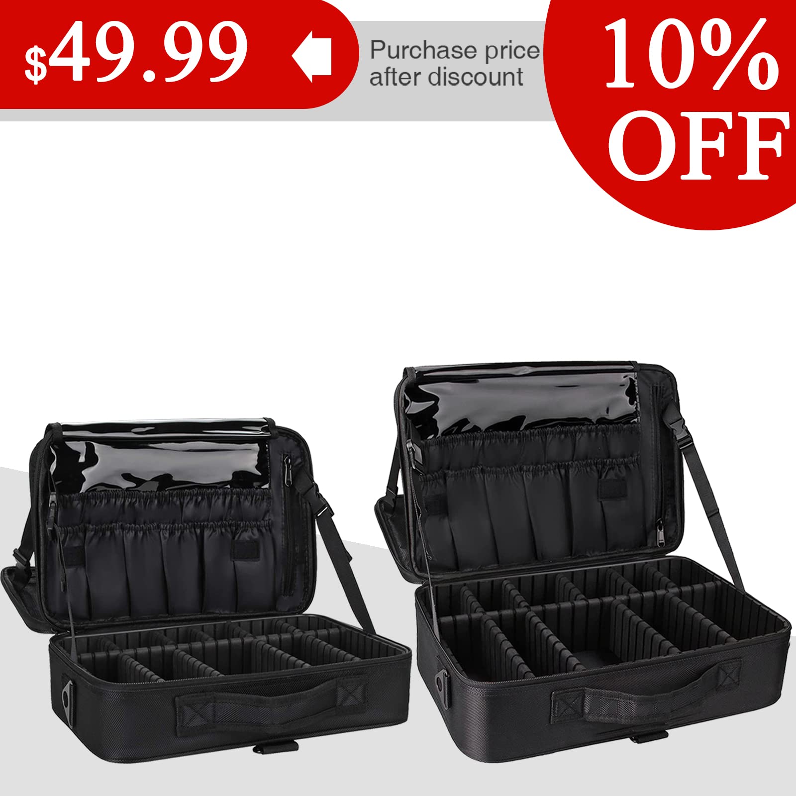 Professional Makeup Organizer Case - Small & Large Travel Cosmetic Bag with Adjustable Compartments & Support Belt - Perfect for Makeup Artists & Women On-The-Go - Ideal for Travel, Salon Use & Daily Beauty Storage