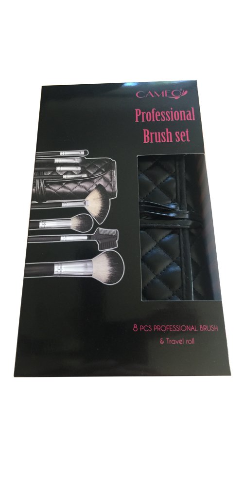 8-Piece Professional Makeup Brush Set with Goat & Nylon Hair - Cameo Cosmetics Makeup Brushes & Tools Kit with Black Travel Pouch - Ideal for Makeup Application, Blending, Contouring & Travel - Perfect Gift for Makeup Lovers & Professionals