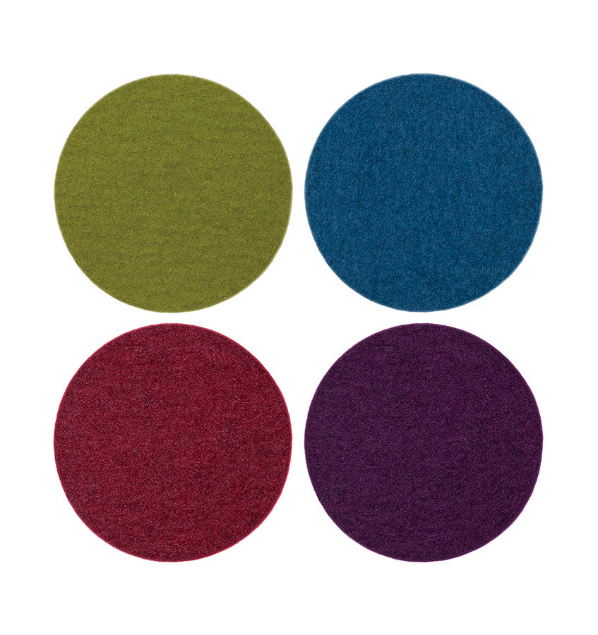 Premium Graf Lantz Multi-Color Felt Coasters Set of 4 - Absorbent & Durable Drink Coasters for Home, Office, or Restaurant Use - Protect Tables from Spills & Stains