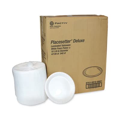 Pactiv Evergreen Deluxe Laminated Foam Dinner Plates - 10.25 Inch White Disposable Plates (540 Count) - Perfect for Parties, Picnics, Catering & Outdoor Events
